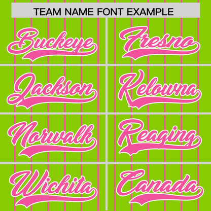 Custom Neon Green Pink Pinstripe Personalized Two-Tone Authentic Baseball Jersey