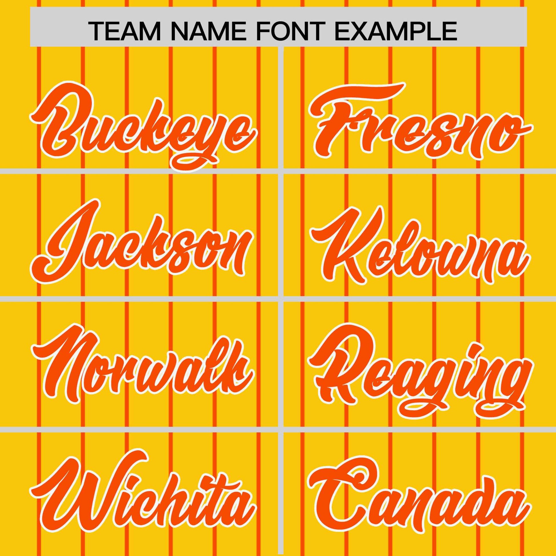 Custom Gold Orange Pinstripe Personalized Two-Tone Authentic Baseball Jersey