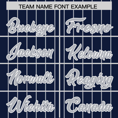 Custom Navy Gray Pinstripe Personalized Two-Tone Authentic Baseball Jersey