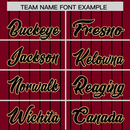 Custom Crimson Black Pinstripe Personalized Two-Tone Authentic Baseball Jersey