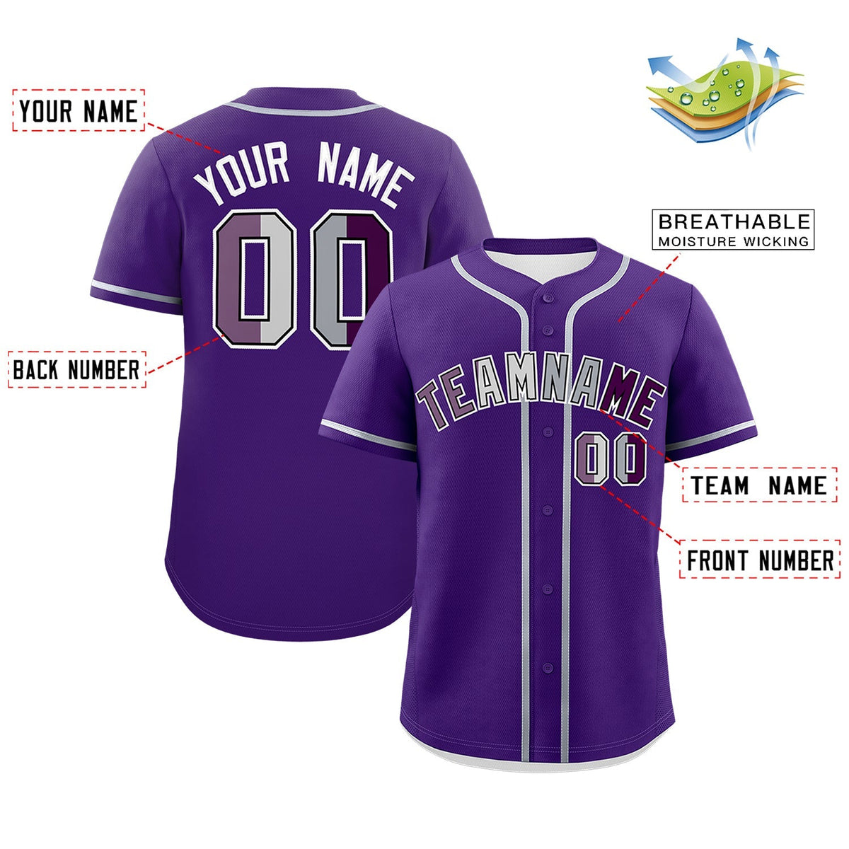 Custom Purple Gray White Genderless For Pride Month Classic Style Baseball Jersey| KXKSHOP