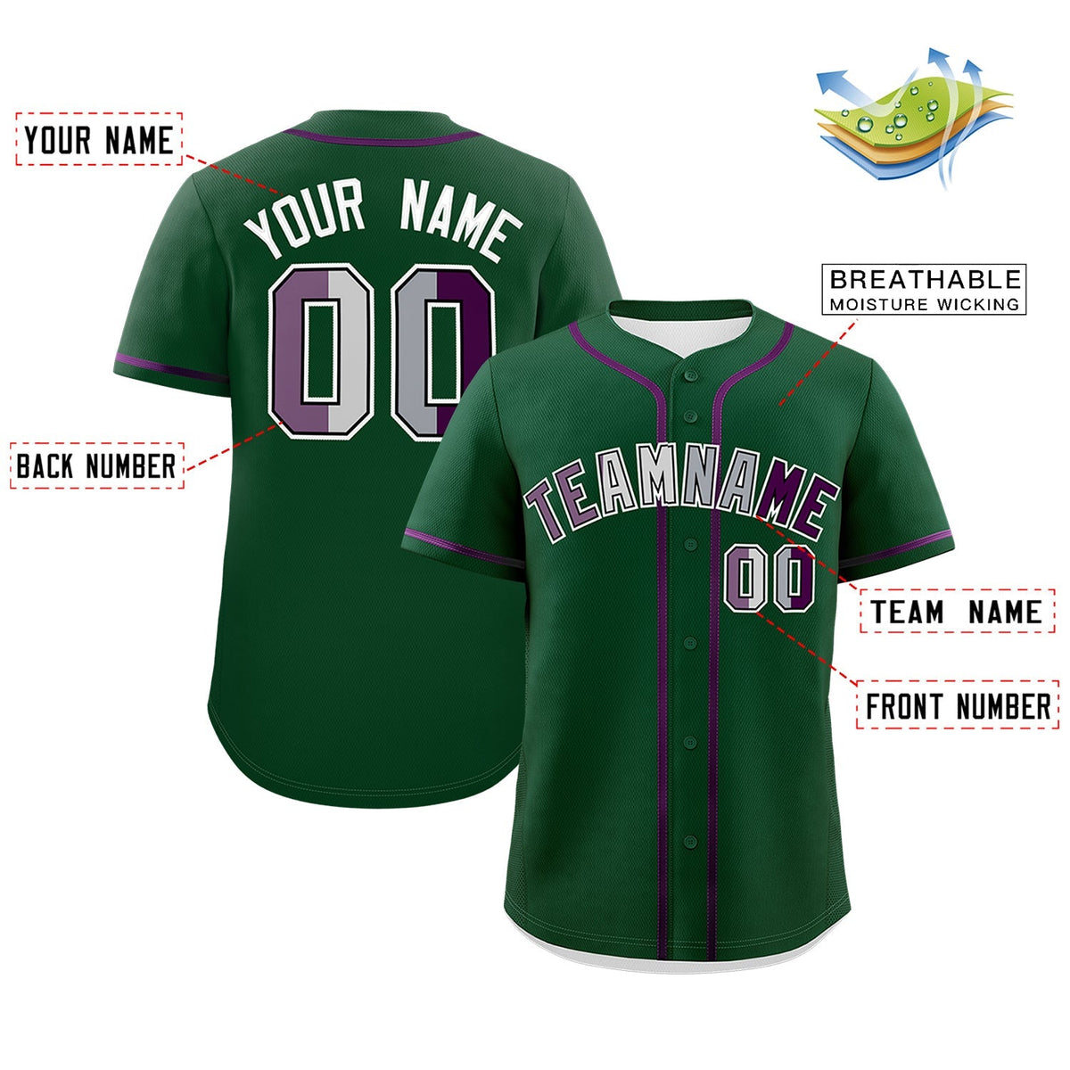 Custom Green Purple White Genderless For Pride Month Classic Style Baseball Jersey| KXKSHOP