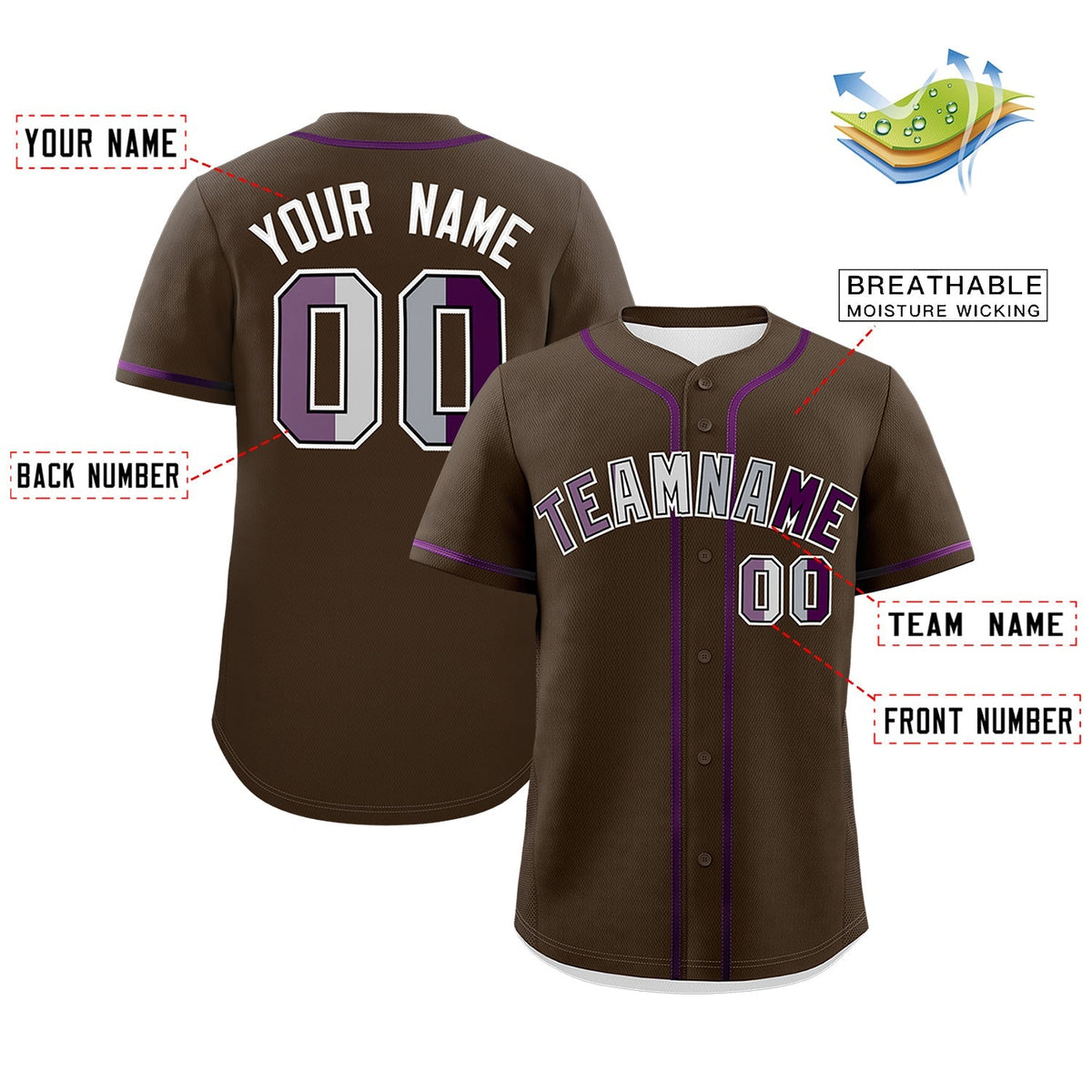 Custom Brown Purple Genderless For Pride Month Classic Style Baseball Jersey| KXKSHOP