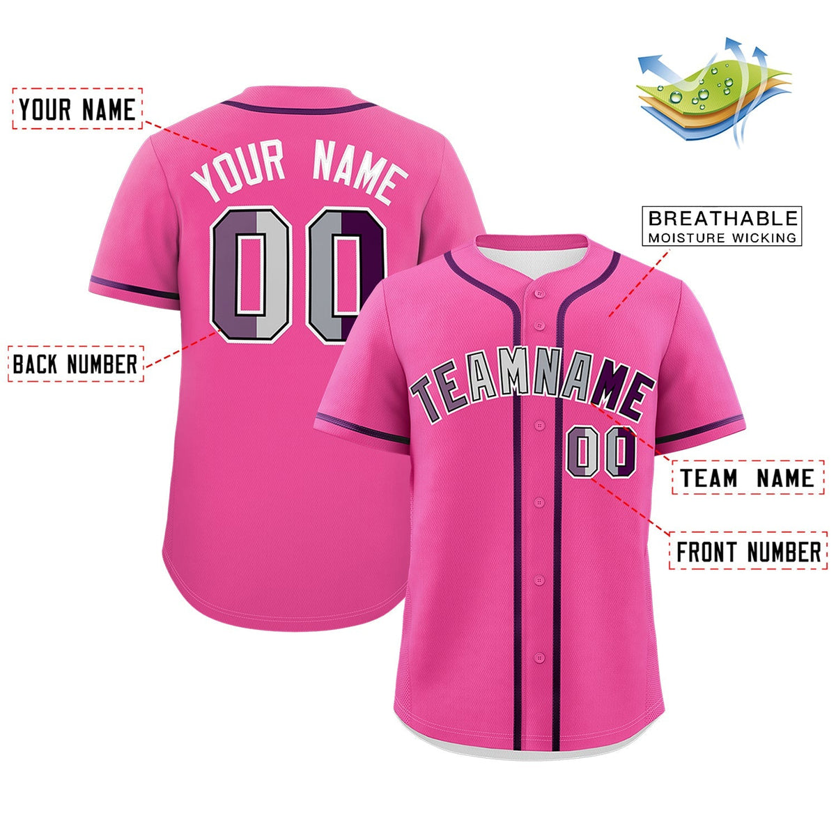 Custom Pink Purple Genderless For Pride Month Classic Style Baseball Jersey| KXKSHOP