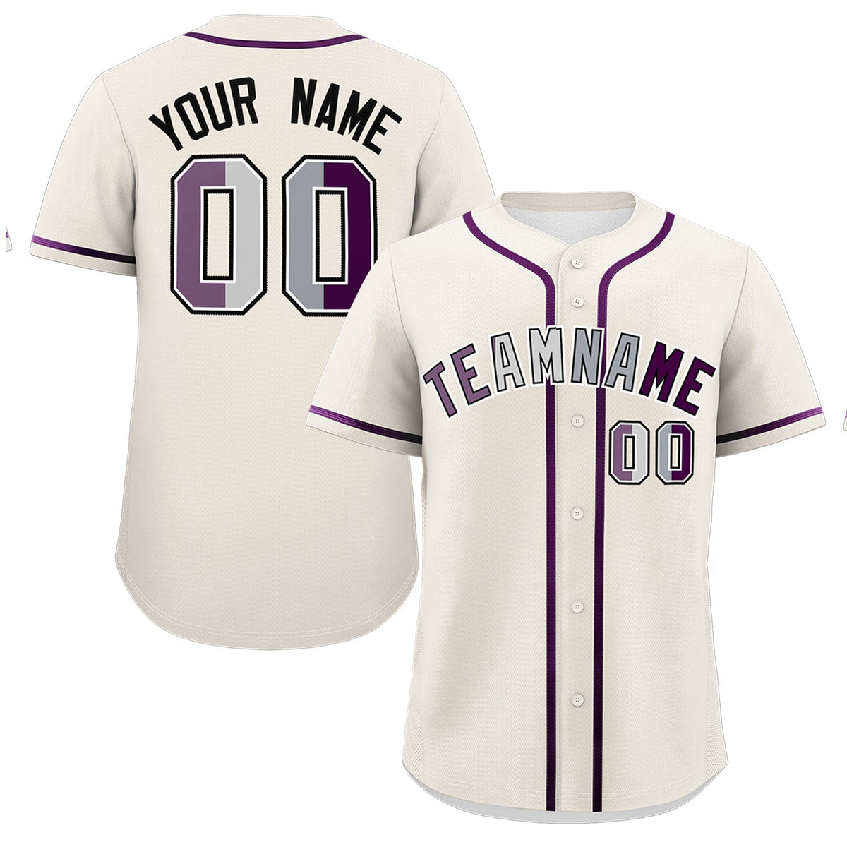 Custom Cream Purple Genderless For Pride Month Classic Style Baseball Jersey| KXKSHOP