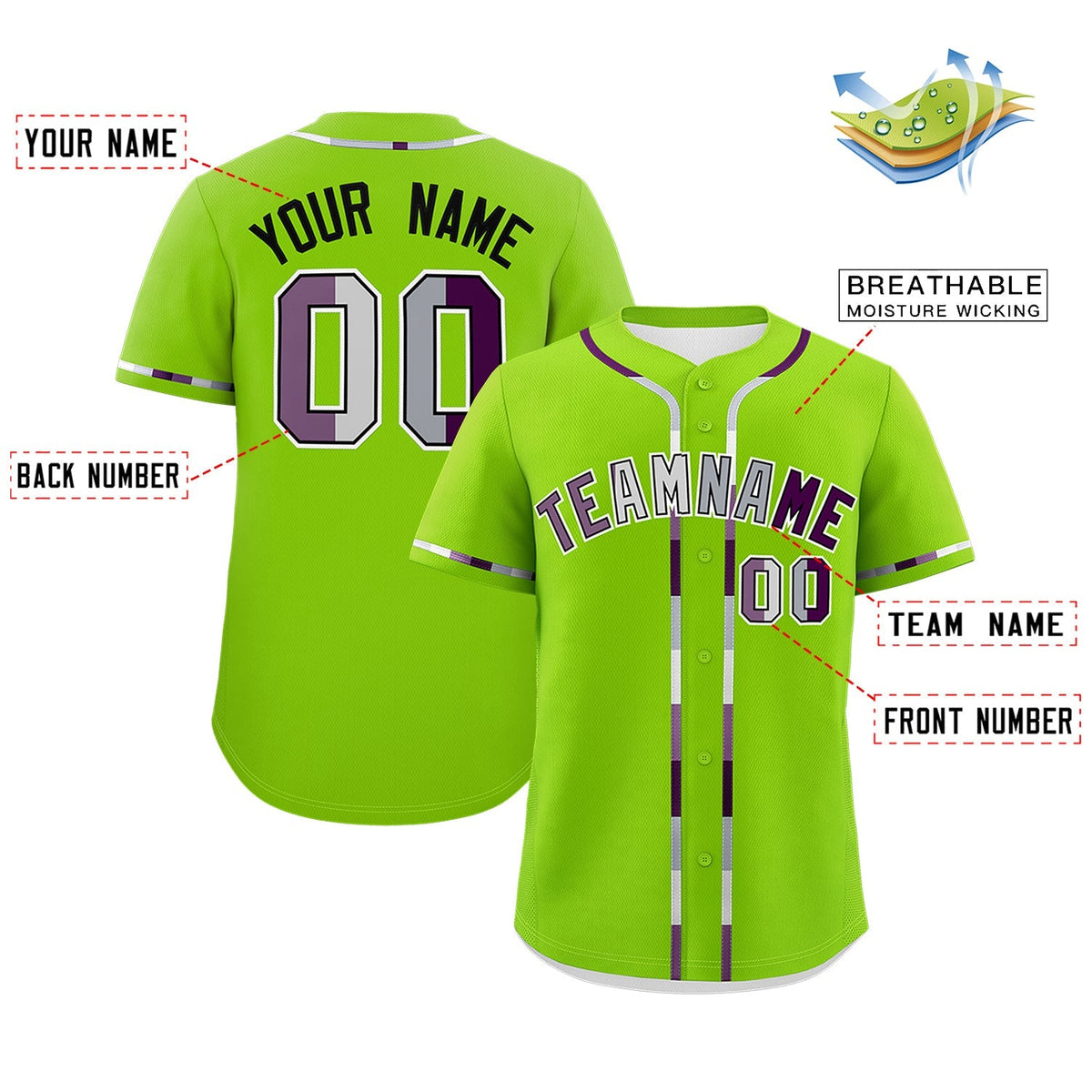Custom Neon Green Genderless For Pride Month Classic Style Baseball Jersey| KXKSHOP