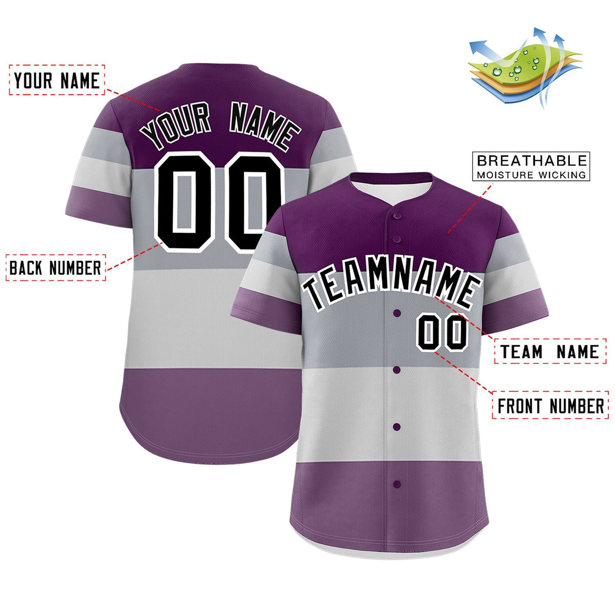 Custom Gray Purple Black Genderless For Pride Month Classic Style Baseball Jersey| KXKSHOP