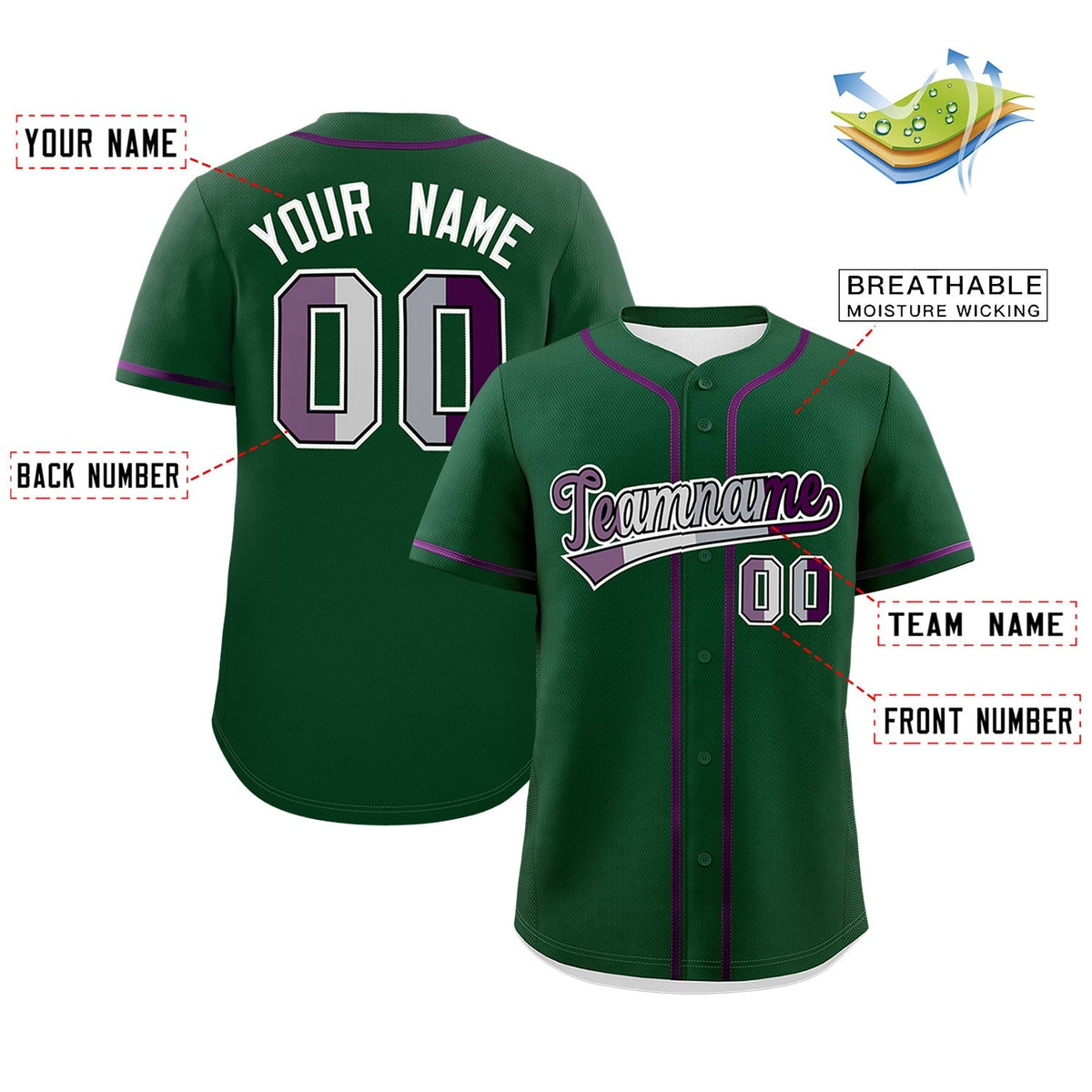 Custom Green Purple White Genderless For Pride Month Classic Style Baseball Jersey| KXKSHOP