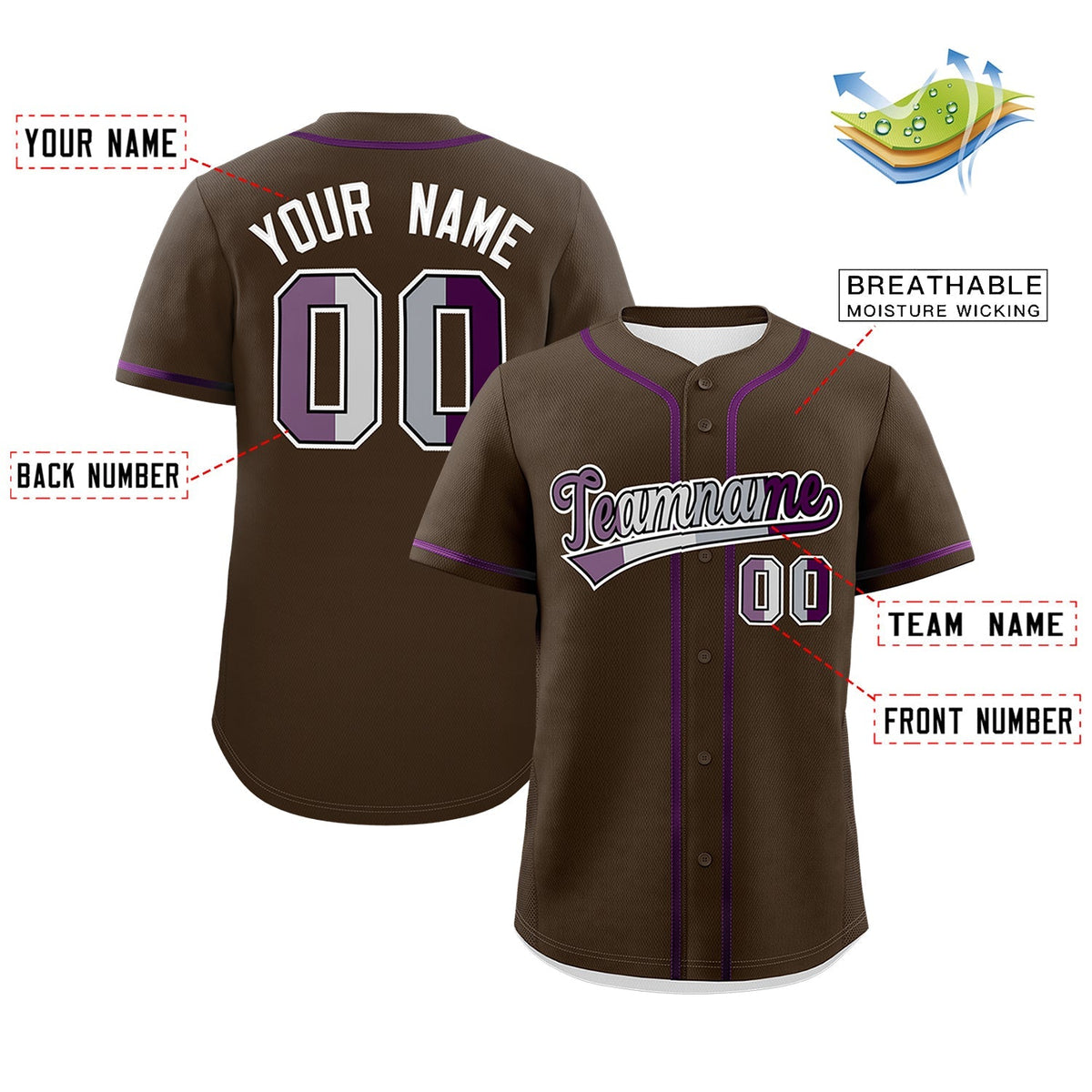 Custom Brown Purple Genderless For Pride Month Classic Style Baseball Jersey| KXKSHOP