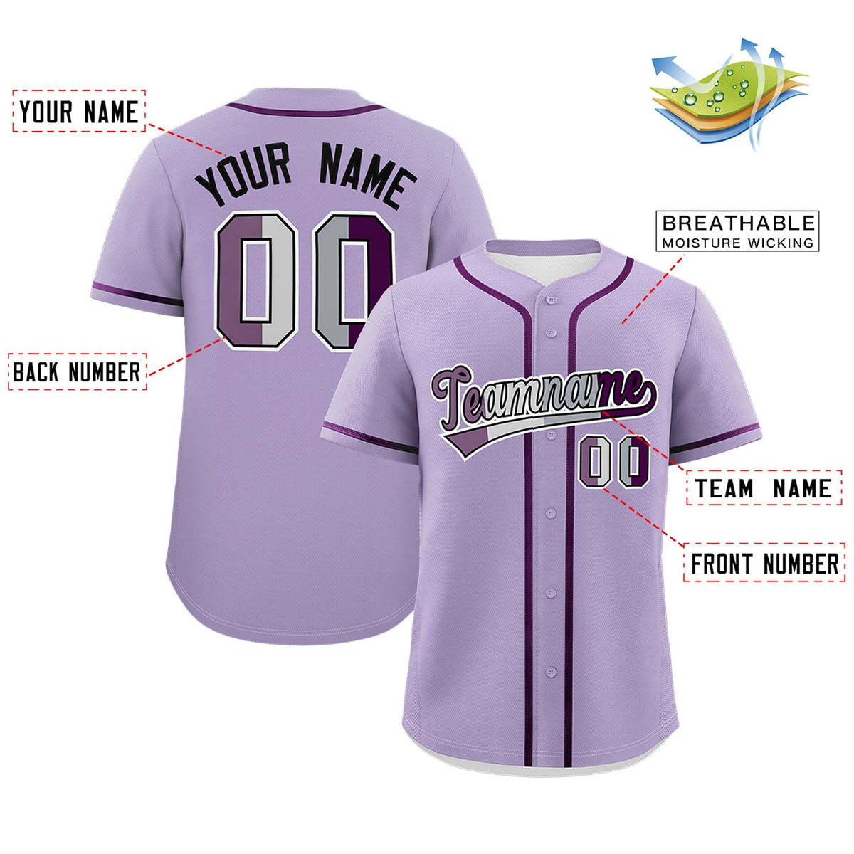 Custom Light Purple Purple Genderless For Pride Month Classic Style Baseball Jersey| KXKSHOP