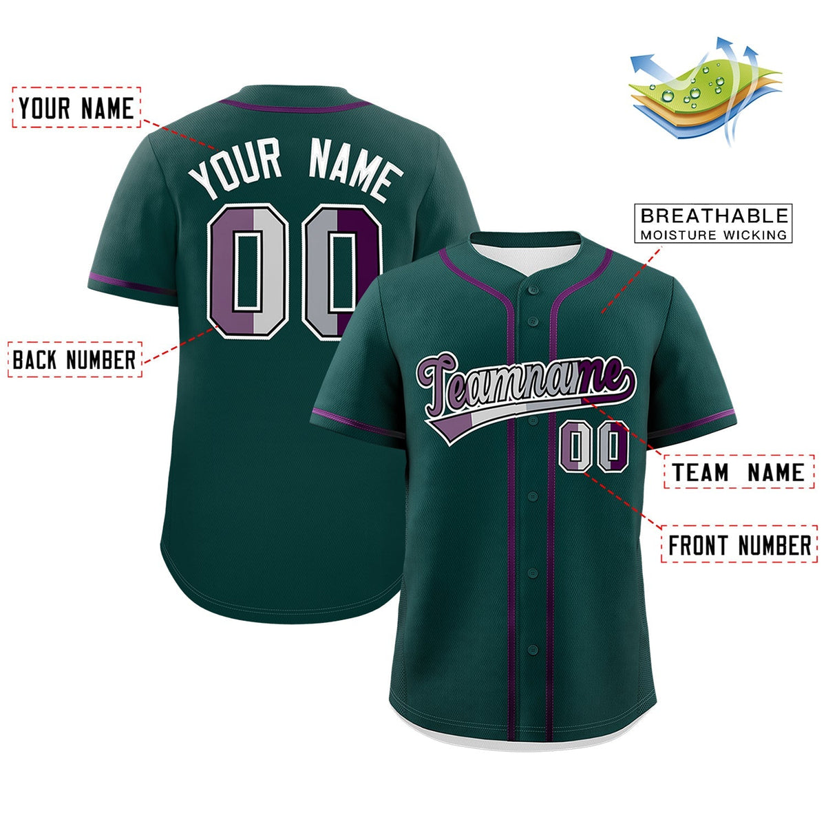 Custom Midnight Green Purple Genderless For Pride Month Classic Style Baseball Jersey| KXKSHOP