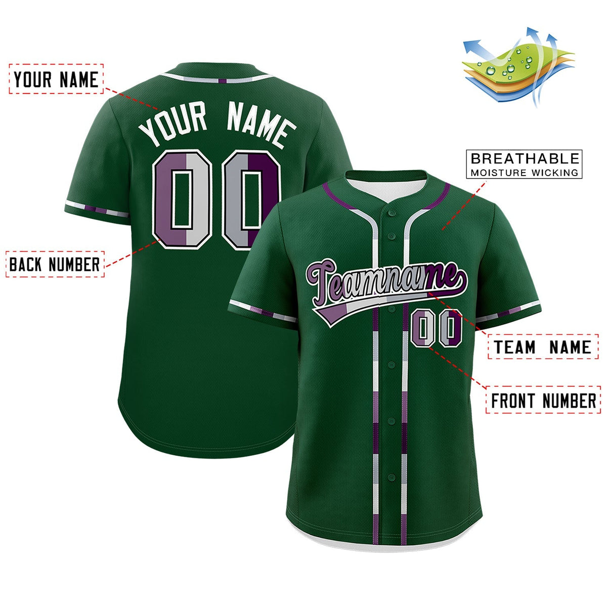 Custom Green White Genderless For Pride Month Classic Style Baseball Jersey| KXKSHOP