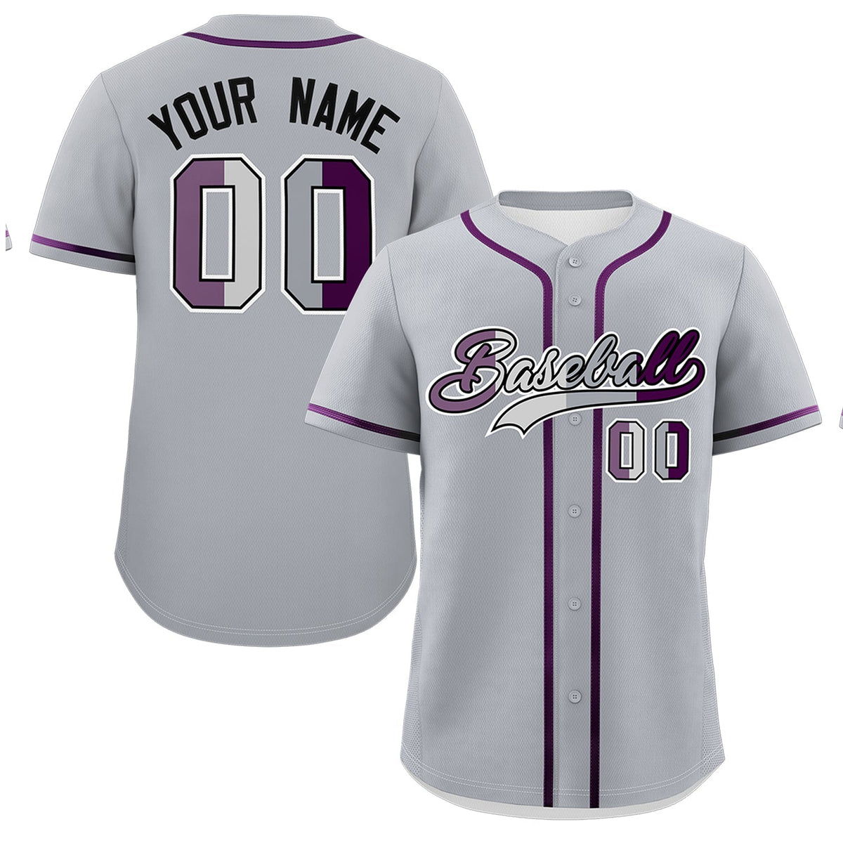 Custom Gray Purple Genderless For Pride Month Classic Style Baseball Jersey| KXKSHOP