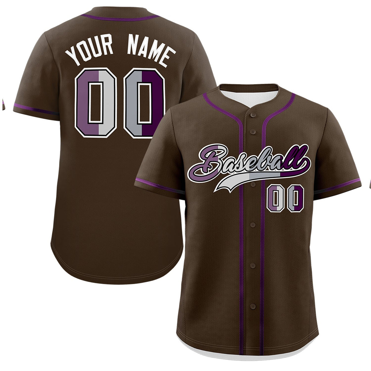 Custom Brown Purple Genderless For Pride Month Classic Style Baseball Jersey| KXKSHOP