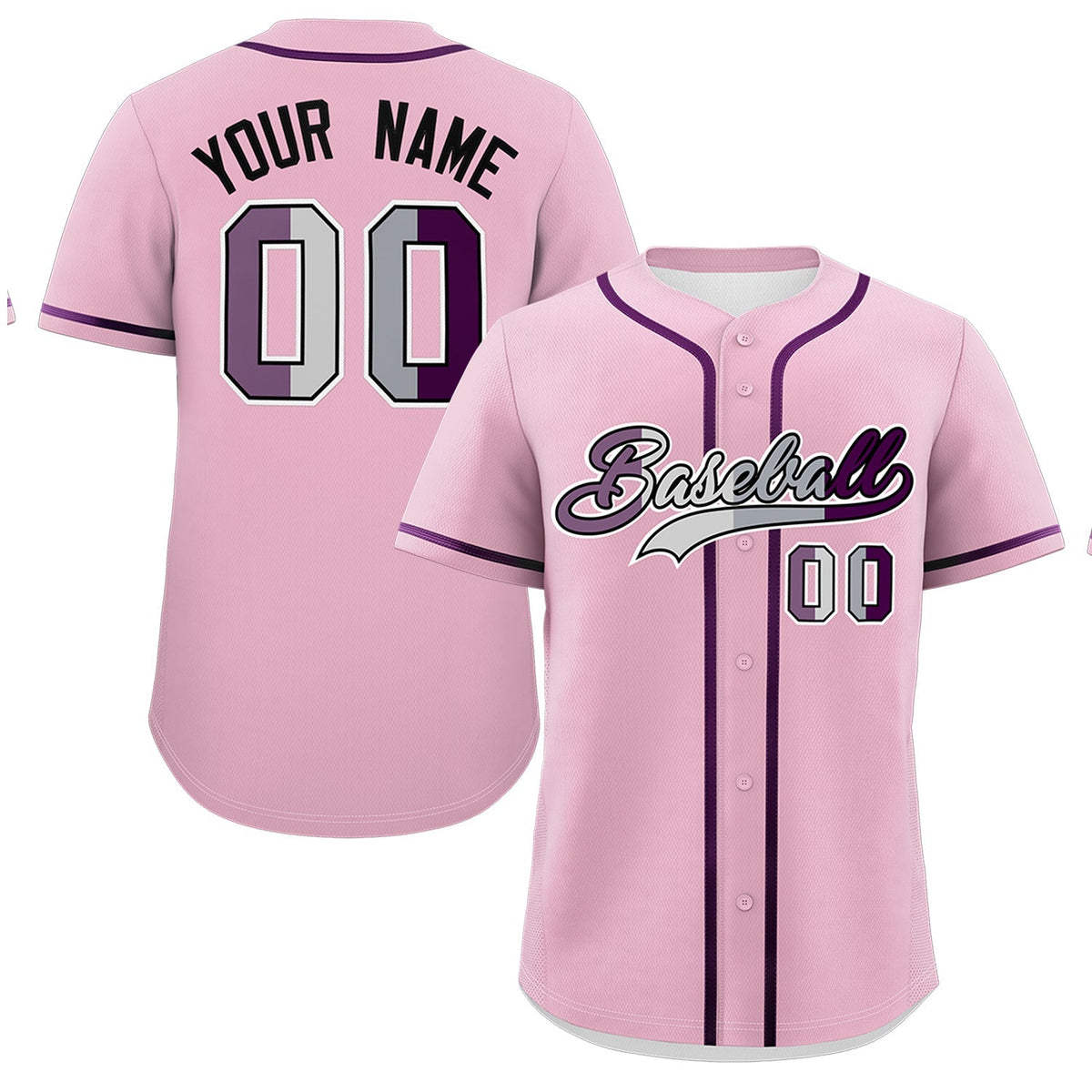 Custom Light Pink Purple Genderless For Pride Month Classic Style Baseball Jersey| KXKSHOP