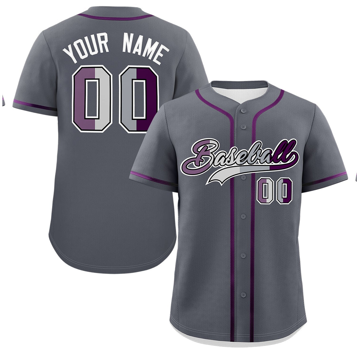 Custom Dark Gray Purple Genderless For Pride Month Classic Style Baseball Jersey| KXKSHOP