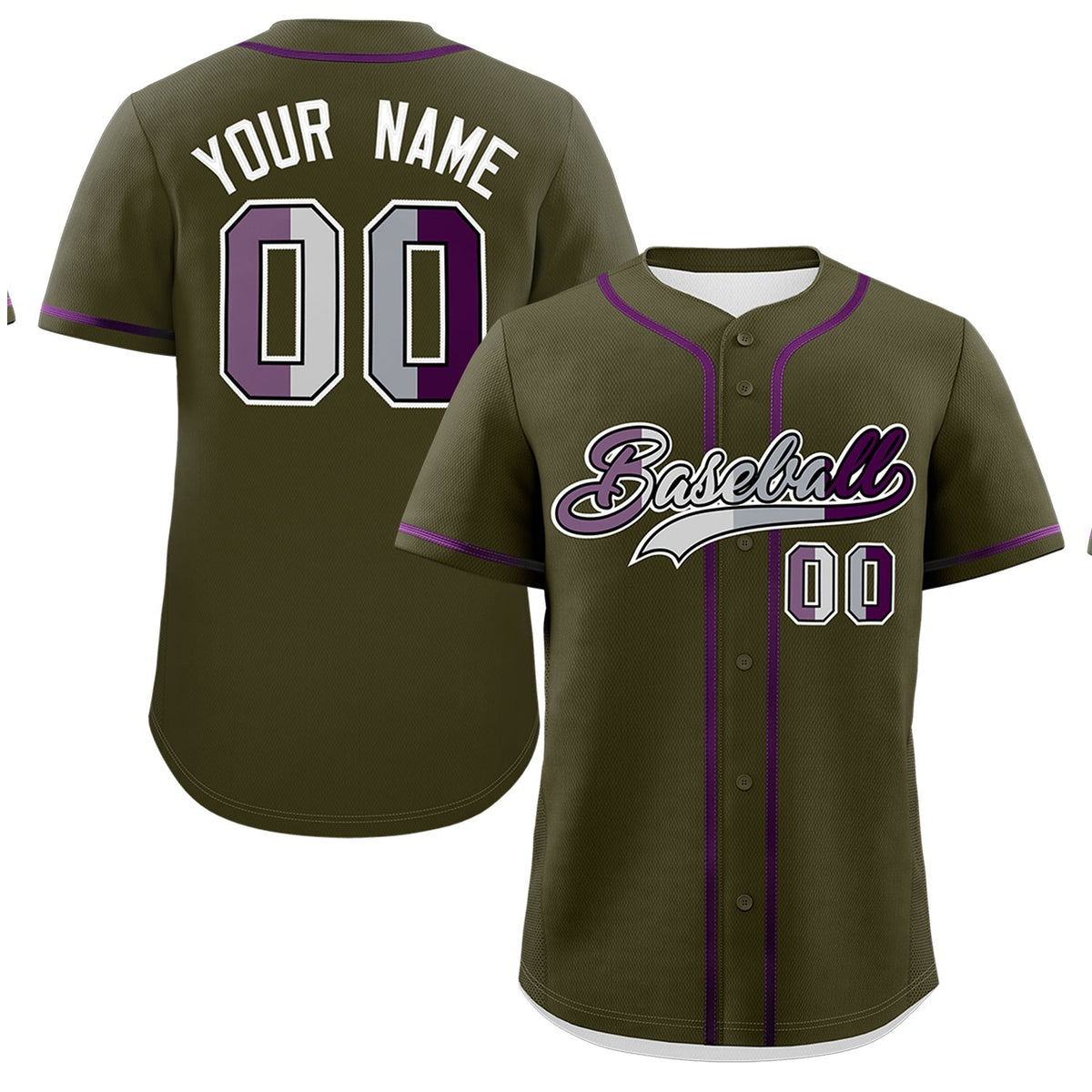 Custom Olive Purple Genderless For Pride Month Classic Style Baseball Jersey| KXKSHOP
