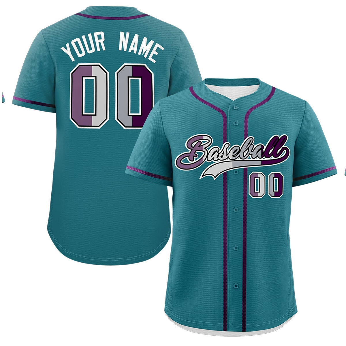 Custom Teal Purple Genderless For Pride Month Classic Style Baseball Jersey| KXKSHOP
