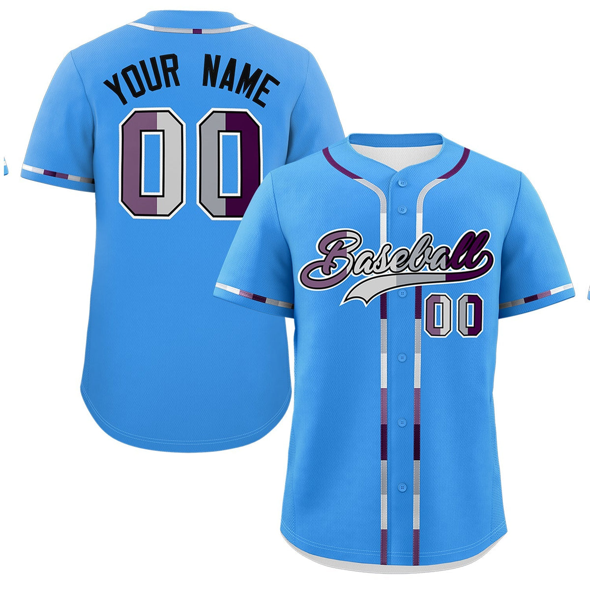 Custom Powder Blue Genderless For Pride Month Classic Style Baseball Jersey| KXKSHOP