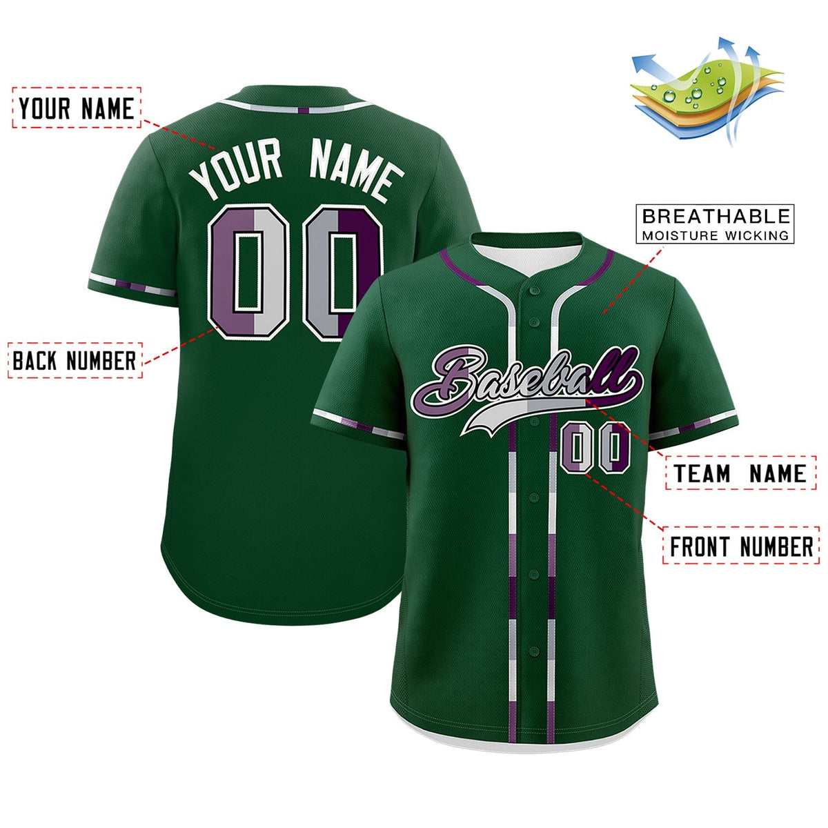 Custom Green White Genderless For Pride Month Classic Style Baseball Jersey| KXKSHOP