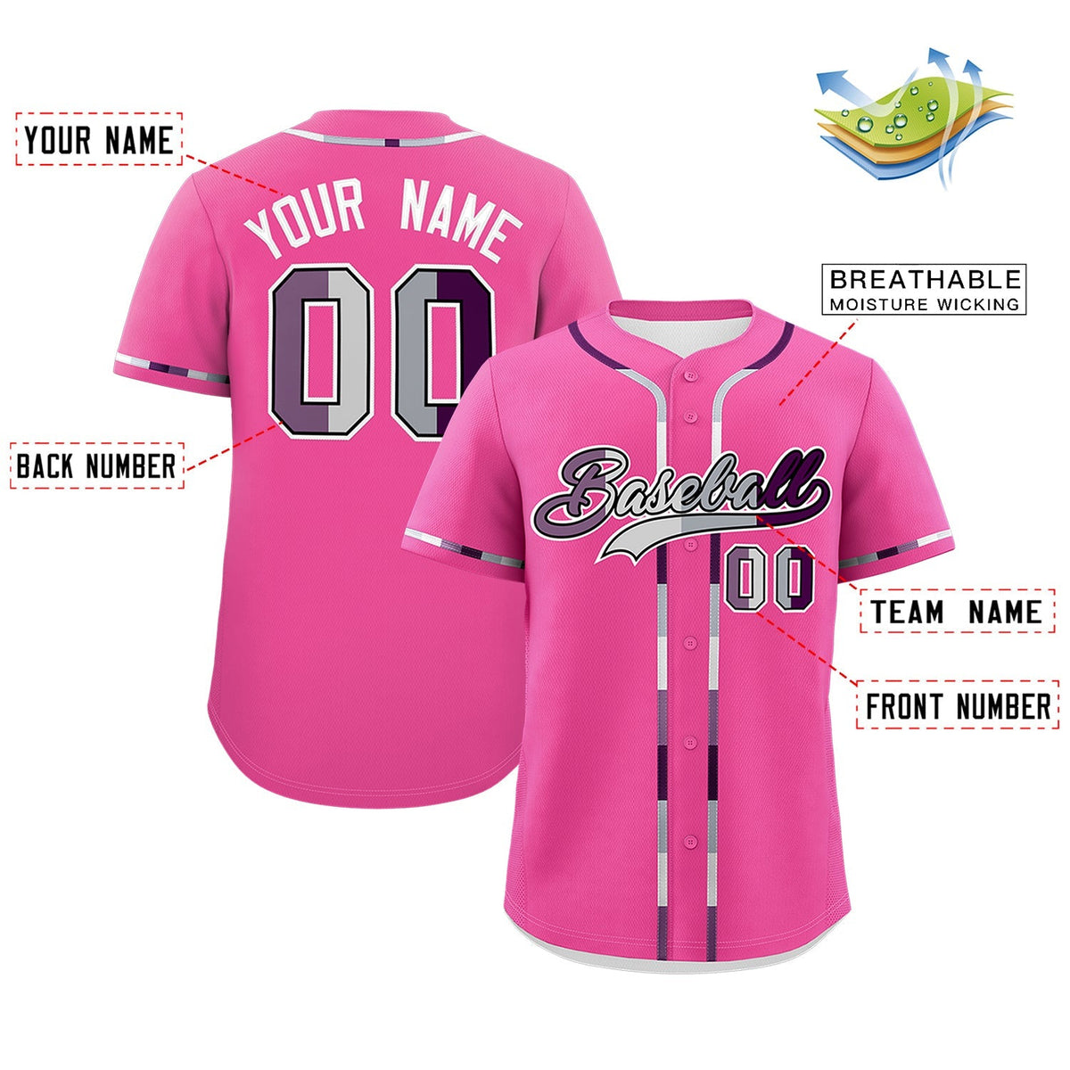 Custom Pink Genderless For Pride Month Classic Style Baseball Jersey| KXKSHOP