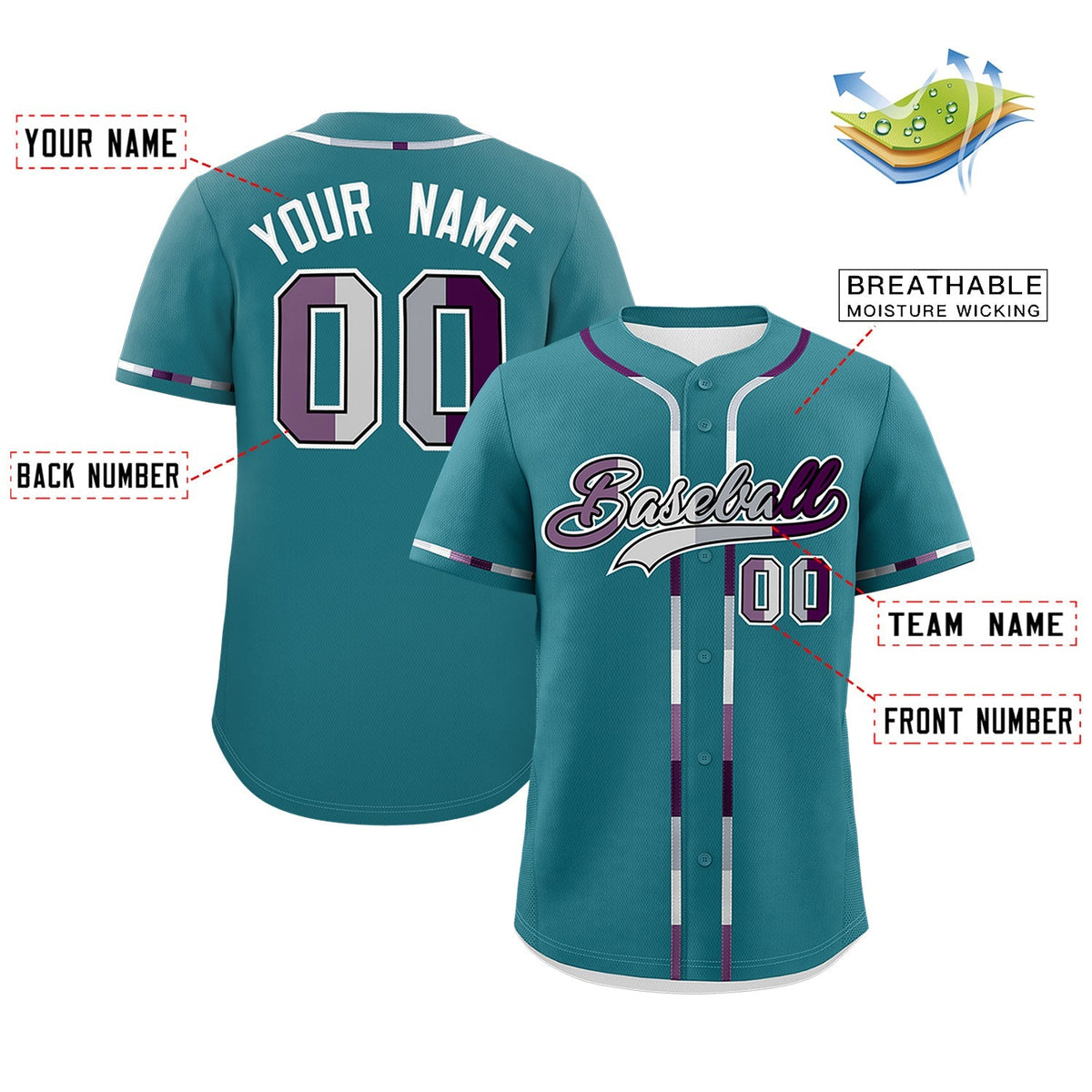 Custom Teal Genderless For Pride Month Classic Style Baseball Jersey| KXKSHOP