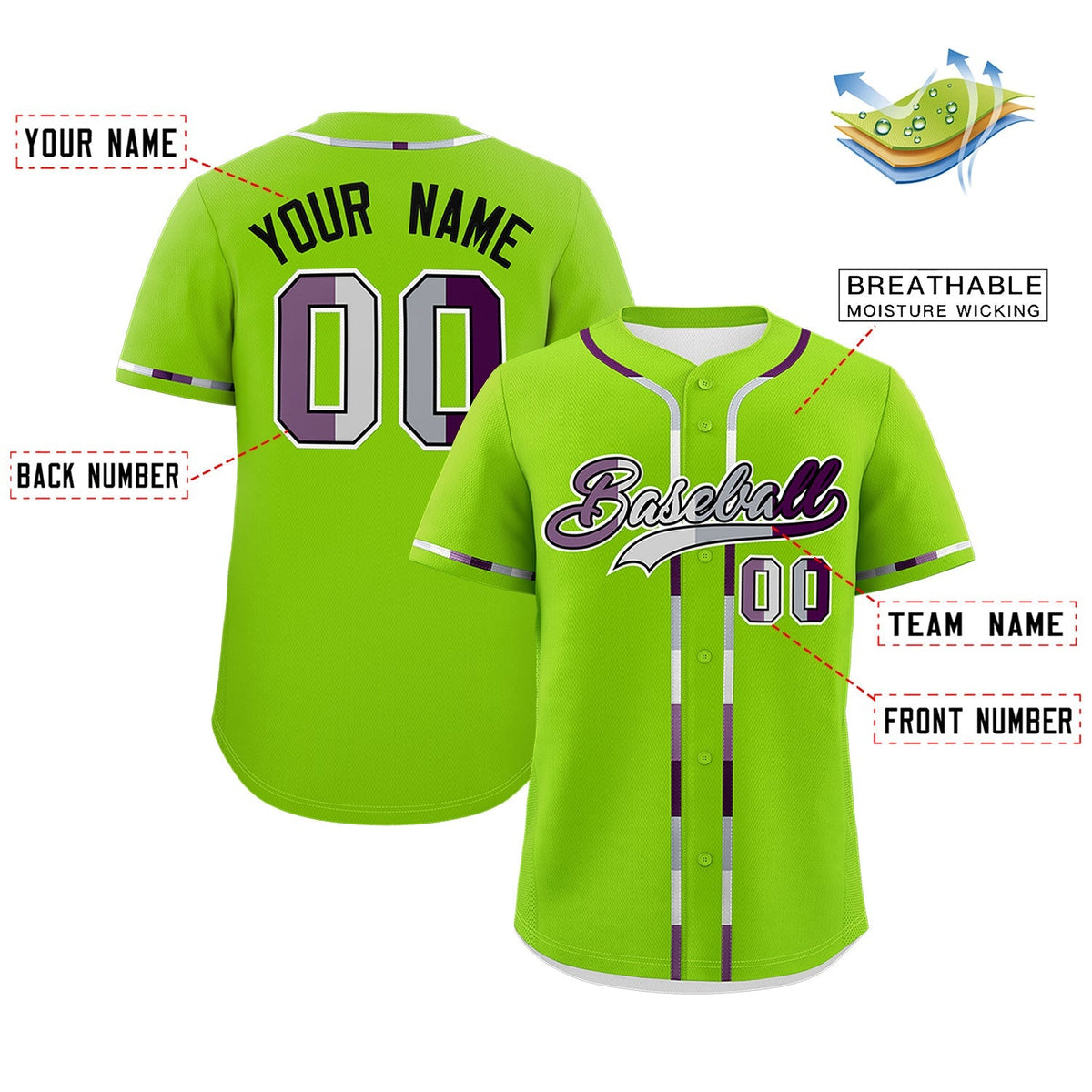 Custom Neon Green Genderless For Pride Month Classic Style Baseball Jersey| KXKSHOP