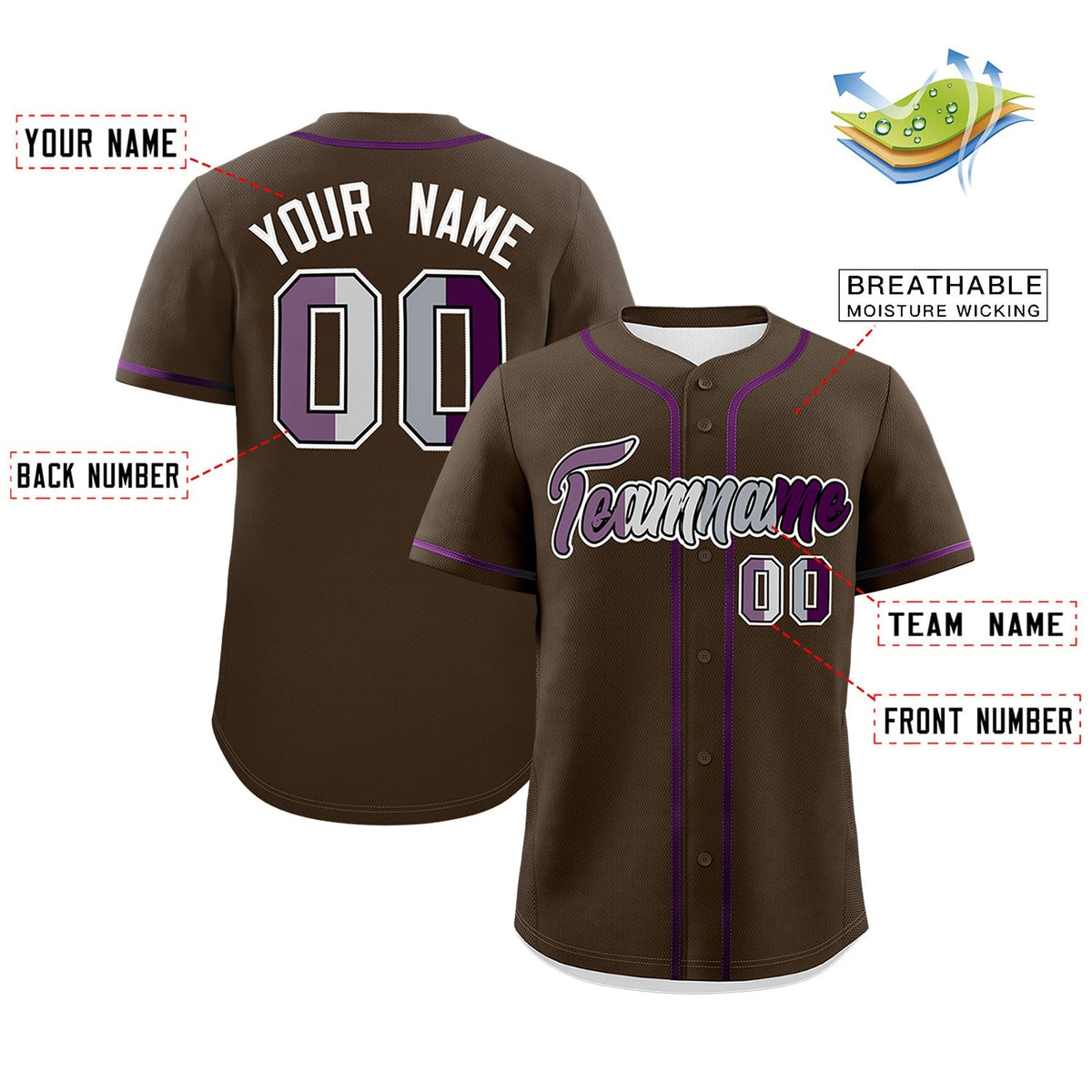 Custom Brown Purple Genderless For Pride Month Classic Style Baseball Jersey| KXKSHOP