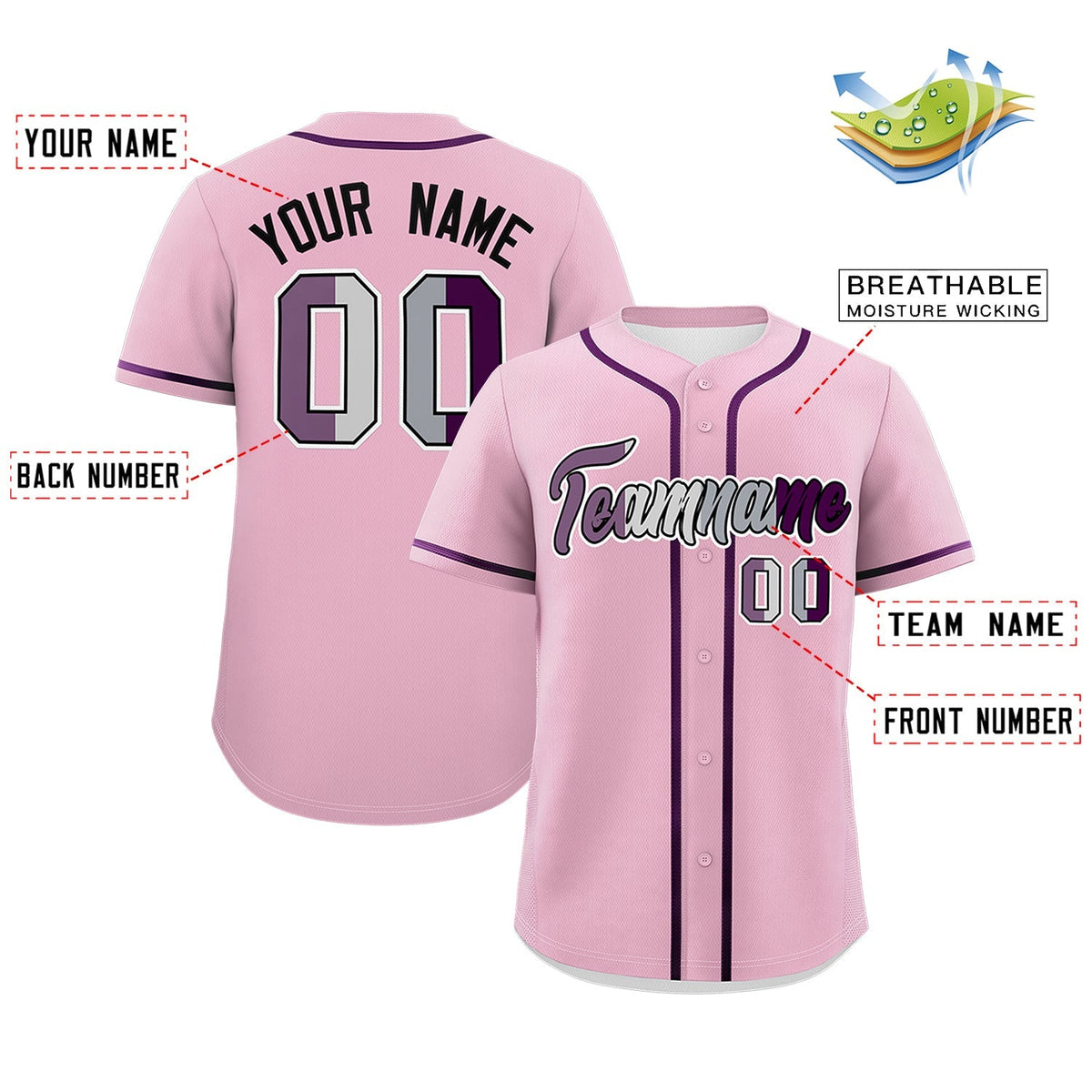 Custom Light Pink Purple Genderless For Pride Month Classic Style Baseball Jersey| KXKSHOP
