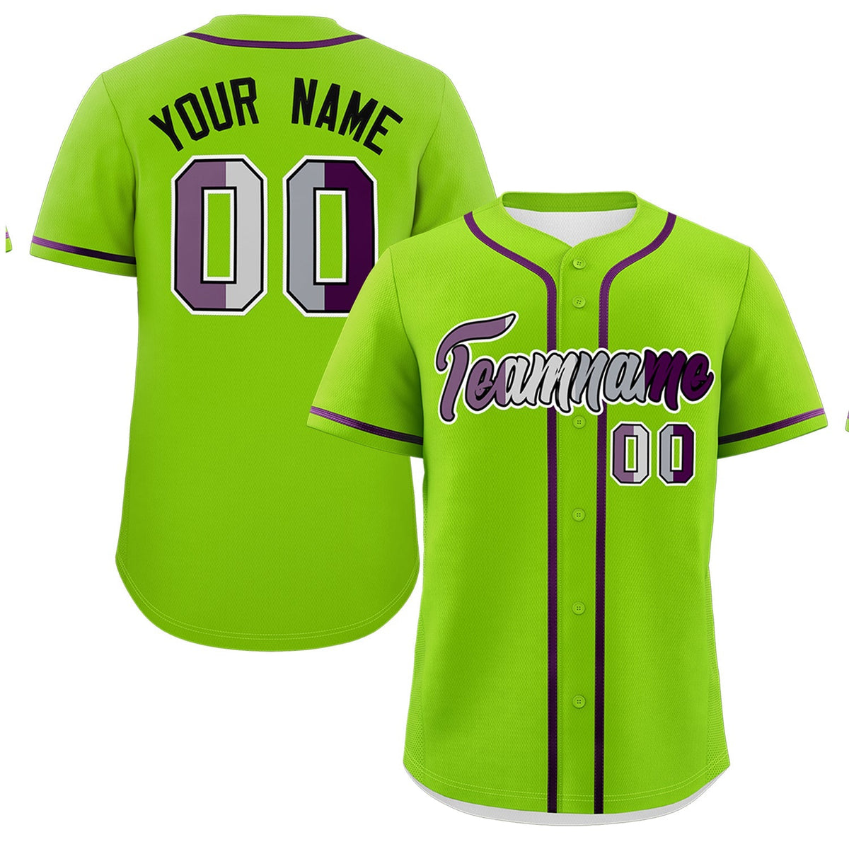 Custom Neon Green Purple Genderless For Pride Month Classic Style Baseball Jersey| KXKSHOP