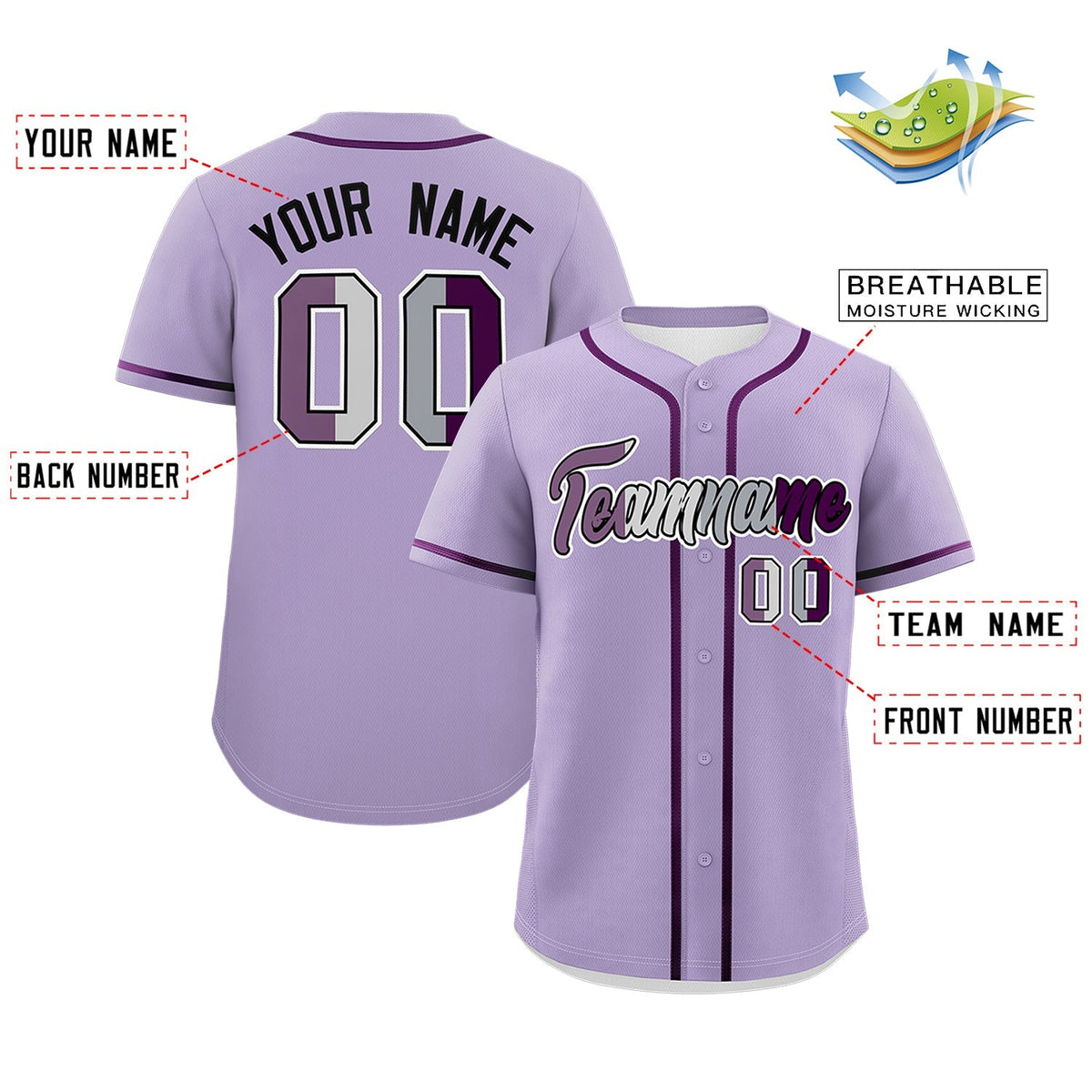 Custom Light Purple Purple Genderless For Pride Month Classic Style Baseball Jersey| KXKSHOP