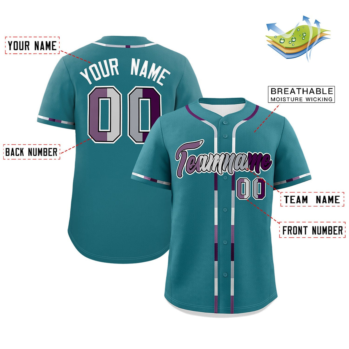 Custom Teal Genderless For Pride Month Classic Style Baseball Jersey| KXKSHOP