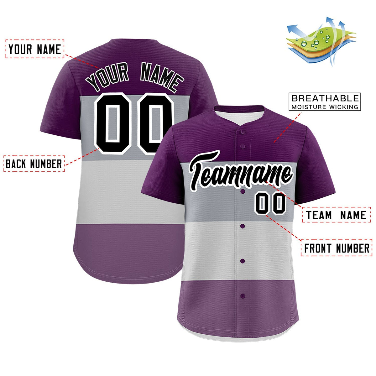 Custom Purple Gray Light Purple Genderless For Pride Month Classic Style Baseball Jersey| KXKSHOP