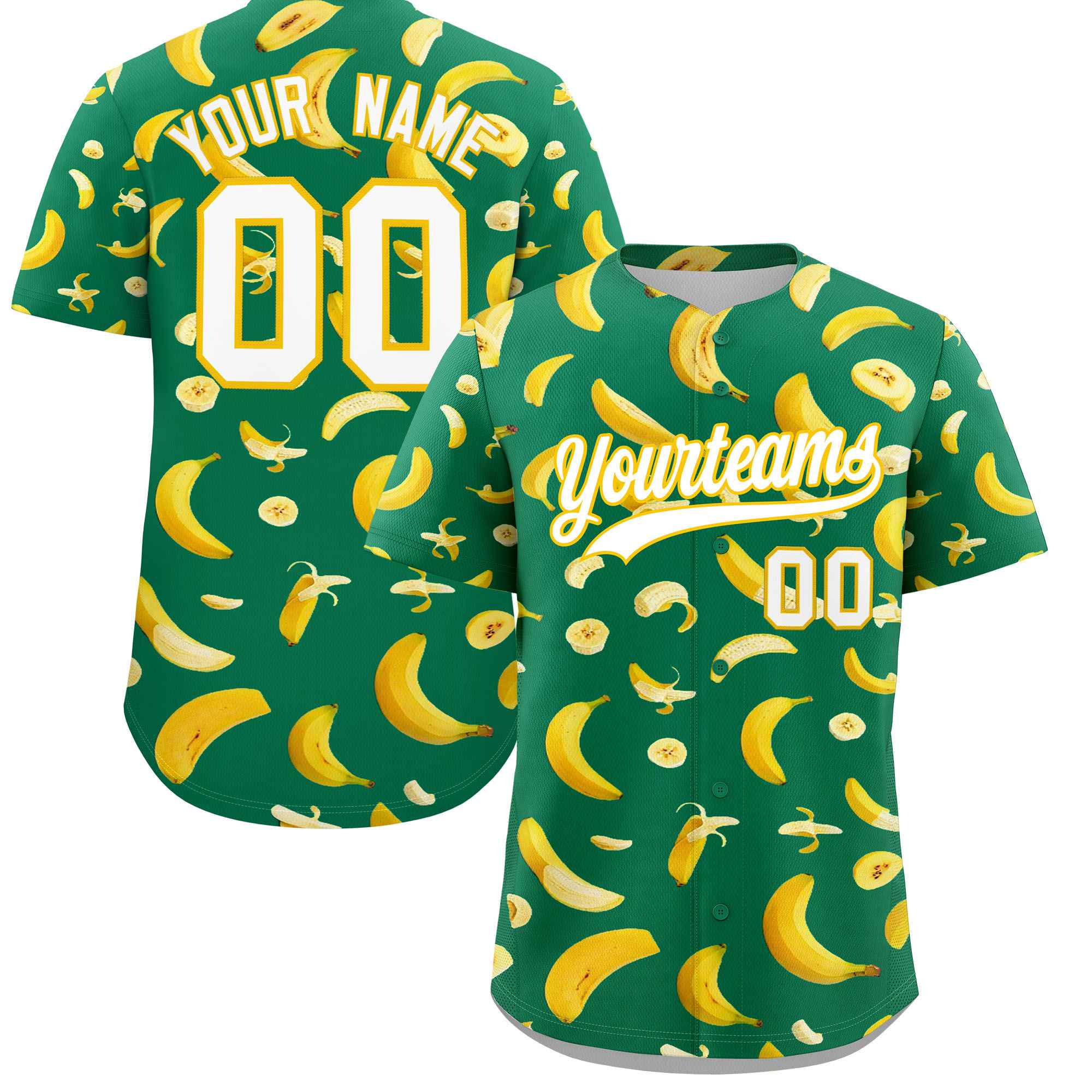 Custom Kelly Green Banana Graffiti Pattern Fashion Authentic Baseball Jersey | Graffiti Pattern | Embroidery&Dye-sublimation printing | KXKSHOP