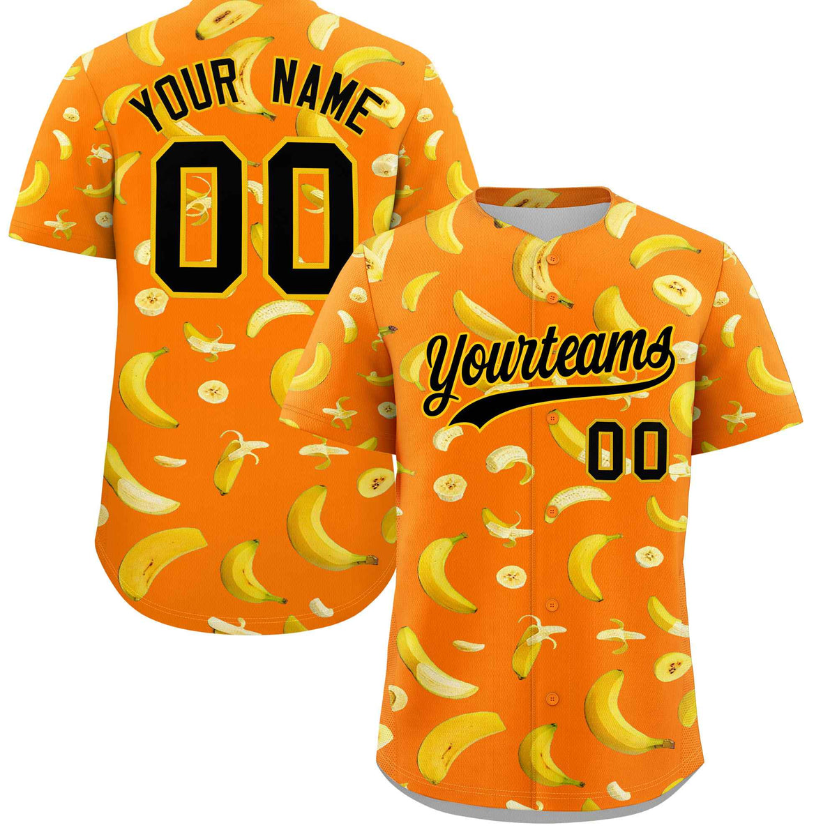 Custom Orange Banana Graffiti Pattern Fashion Authentic Baseball Jersey | Graffiti Pattern | Embroidery&amp;Dye-sublimation printing | KXKSHOP