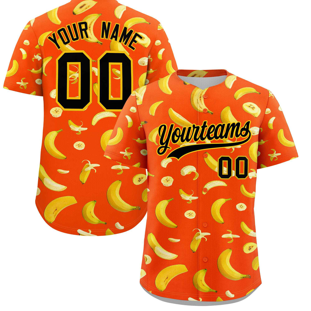 Custom Orange Banana Graffiti Pattern Fashion Authentic Baseball Jersey | Graffiti Pattern | Embroidery&amp;Dye-sublimation printing | KXKSHOP