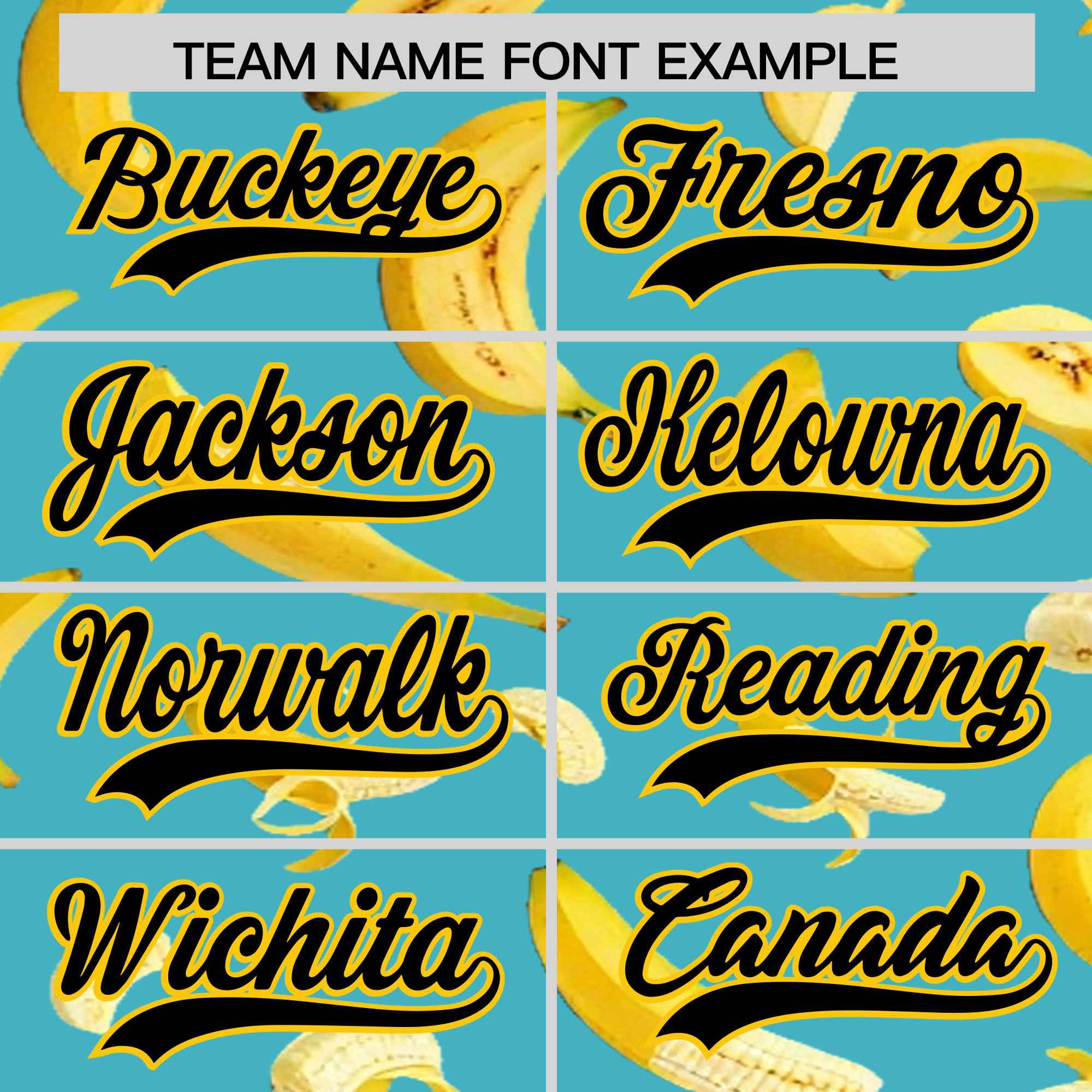 Custom Teal Banana Graffiti Pattern Fashion Authentic Baseball Jersey | Graffiti Pattern | Embroidery&Dye-sublimation printing | KXKSHOP