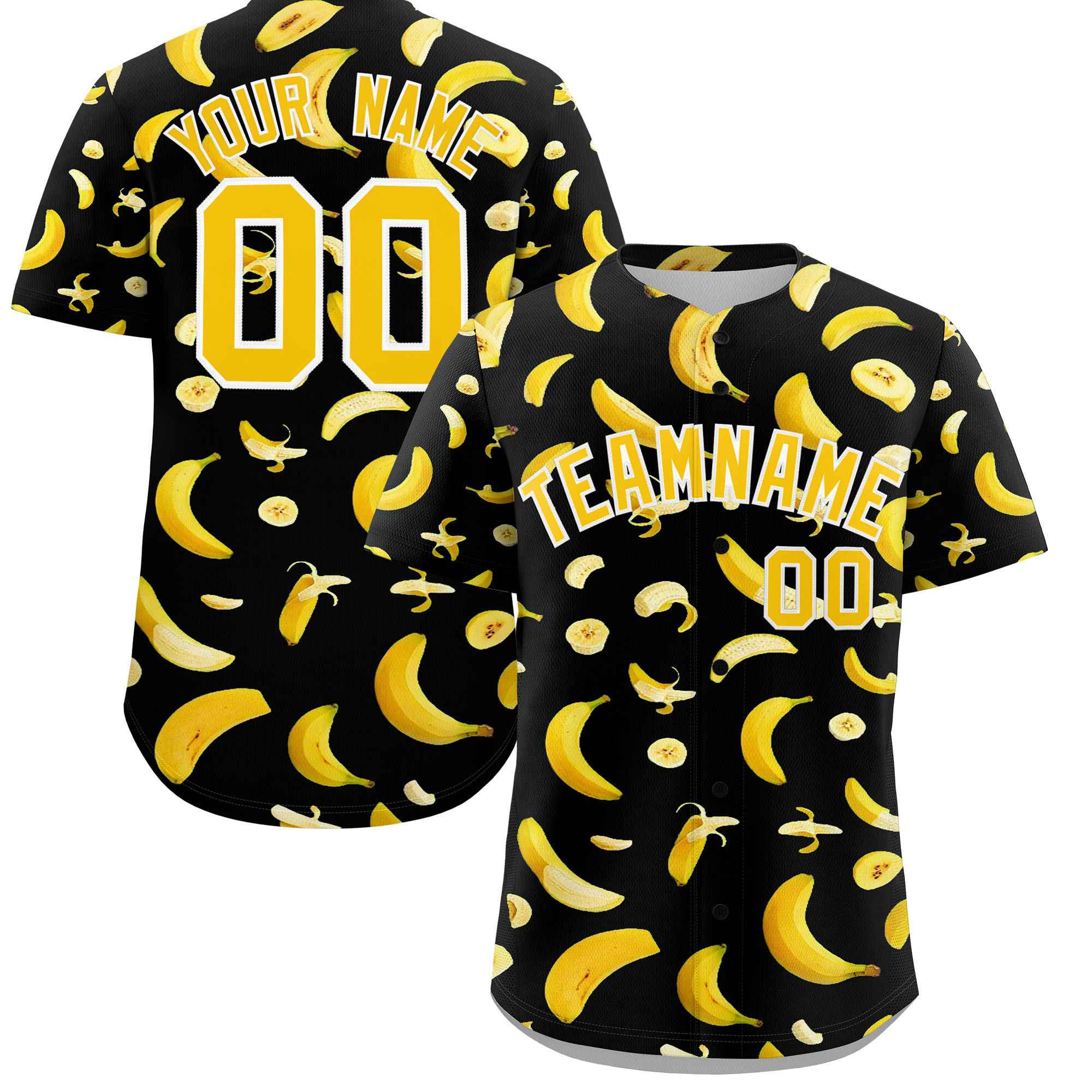 Custom Black Banana Graffiti Pattern Fashion Authentic Baseball Jersey | Graffiti Pattern | Embroidery&Dye-sublimation printing | KXKSHOP