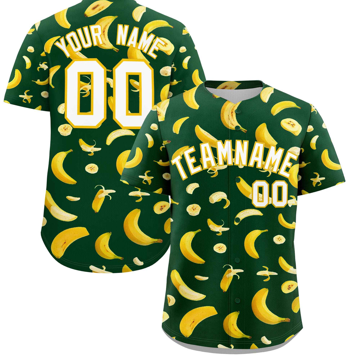 Custom Green Banana Graffiti Pattern Fashion Authentic Baseball Jersey | Graffiti Pattern | Embroidery&amp;Dye-sublimation printing | KXKSHOP