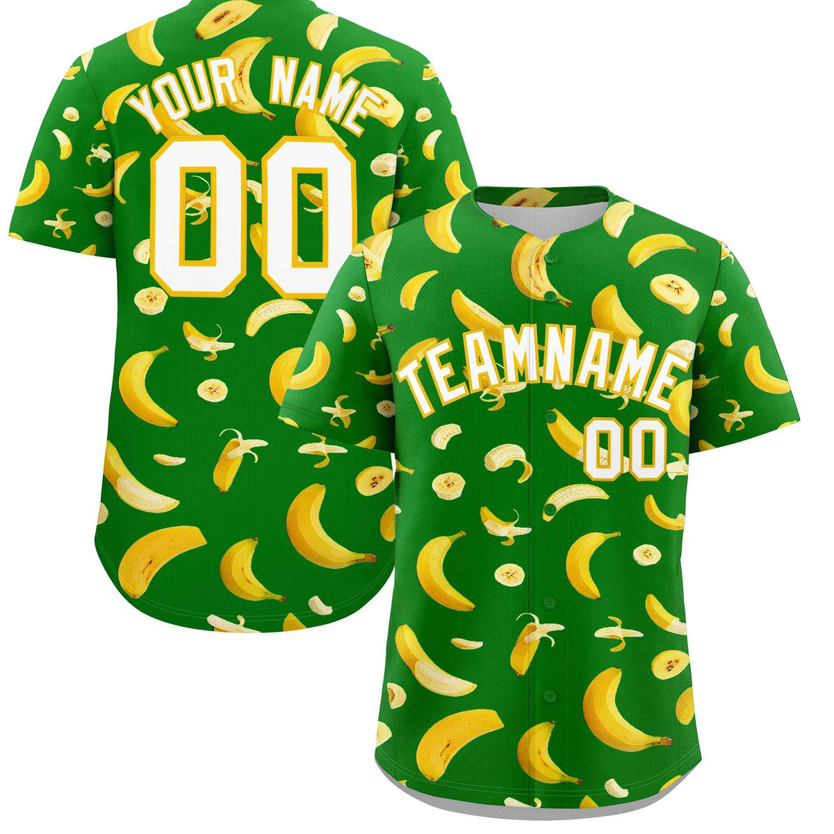 Custom Kelly Green-02 Banana Graffiti Pattern Fashion Authentic Baseball Jersey | Graffiti Pattern | Embroidery&amp;Dye-sublimation printing | KXKSHOP