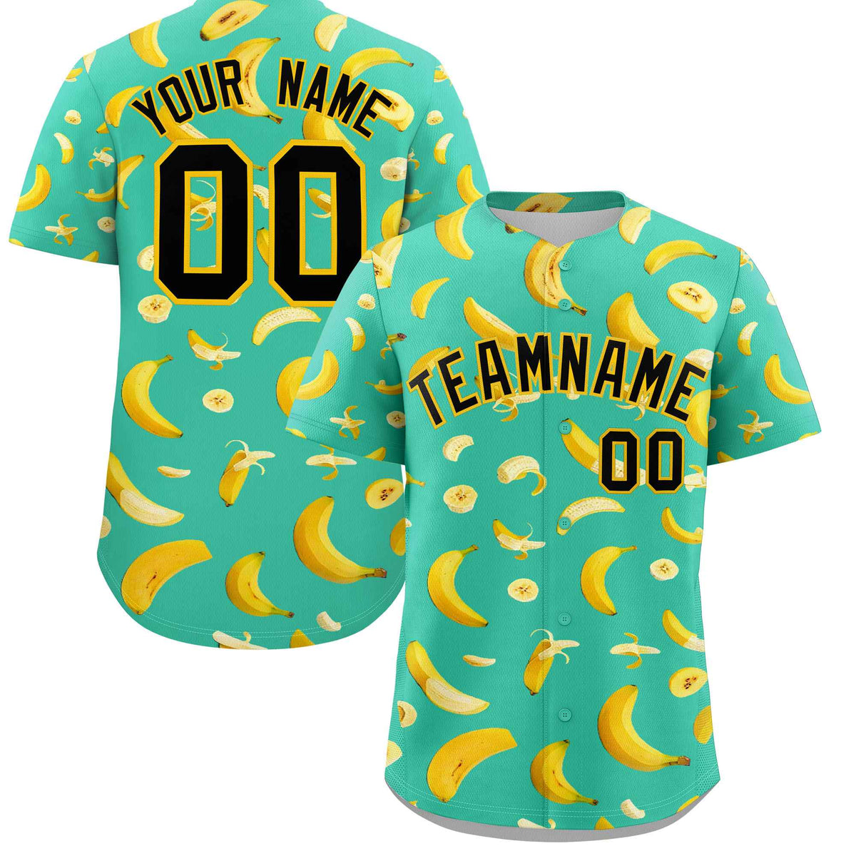 Custom Bright Green Banana Graffiti Pattern Fashion Authentic Baseball Jersey | Graffiti Pattern | Embroidery&amp;Dye-sublimation printing | KXKSHOP