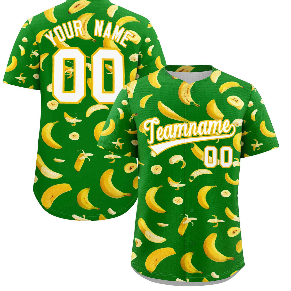 Custom Kelly Green-02 Banana Graffiti Pattern Fashion Authentic Baseball Jersey | Graffiti Pattern | Embroidery&amp;Dye-sublimation printing | KXKSHOP