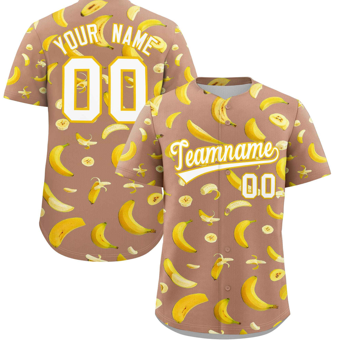Custom Coffee Banana Graffiti Pattern Fashion Authentic Baseball Jersey | Graffiti Pattern | Embroidery&amp;Dye-sublimation printing | KXKSHOP