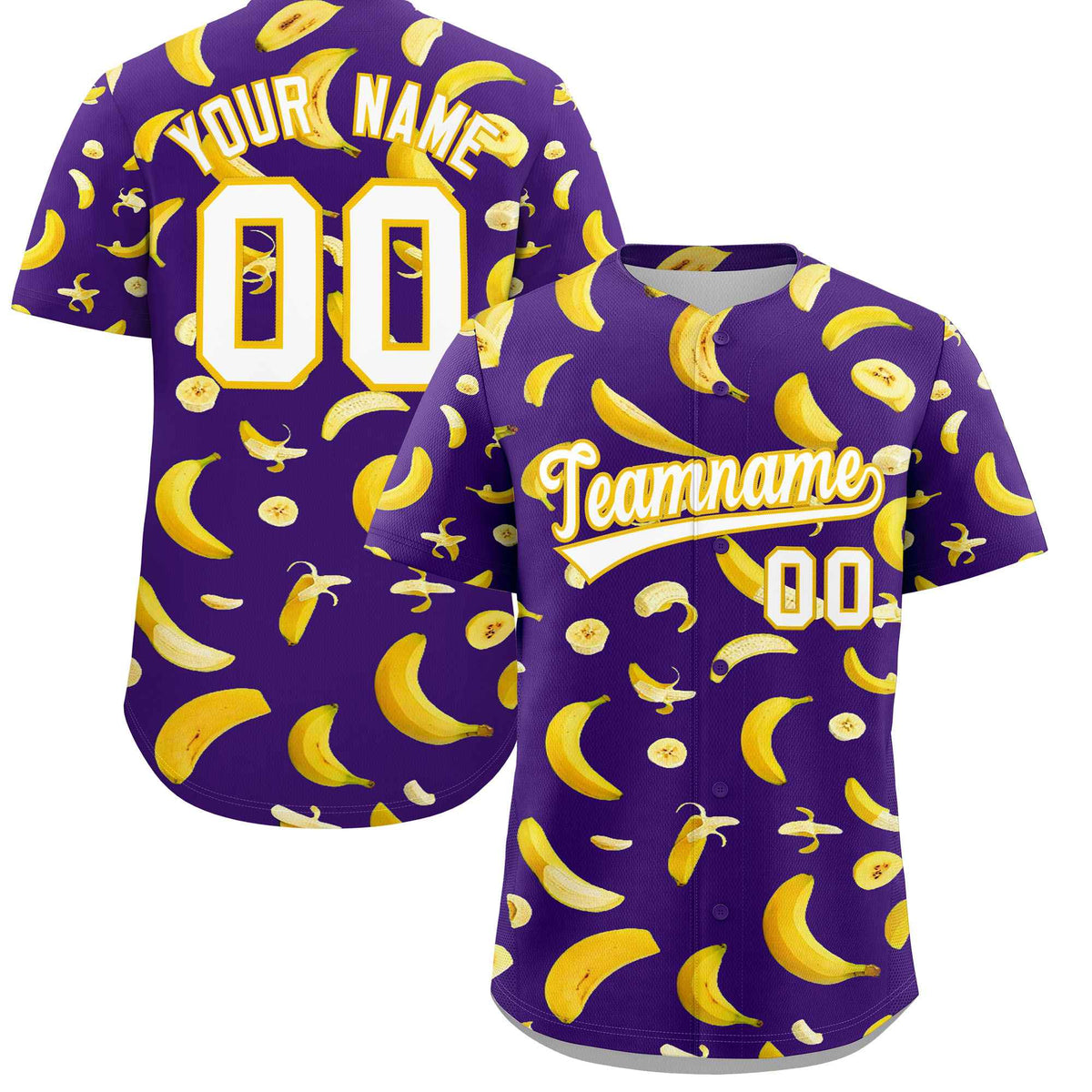 Custom Purple Banana Graffiti Pattern Fashion Authentic Baseball Jersey | Graffiti Pattern | Embroidery&amp;Dye-sublimation printing | KXKSHOP