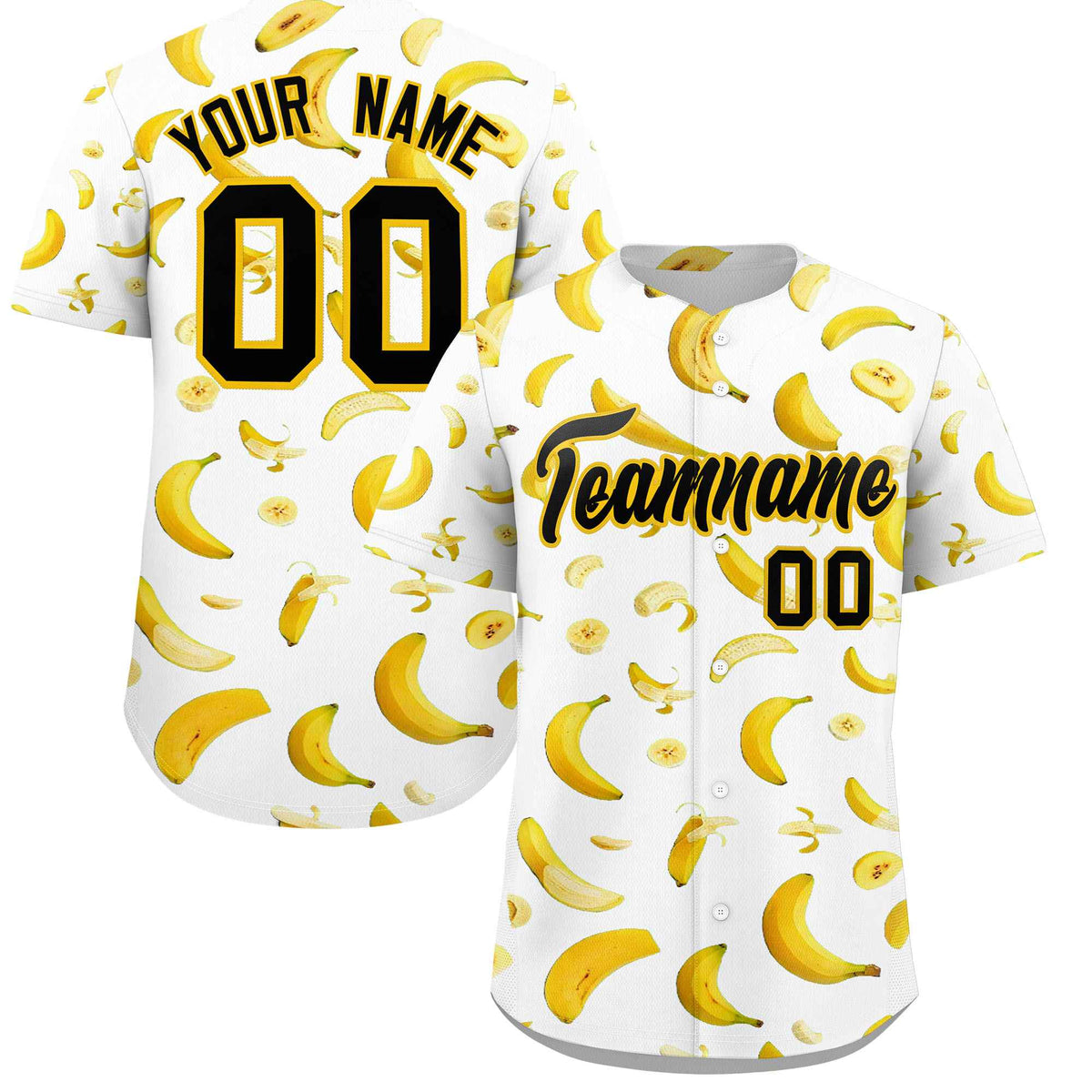 Custom White Banana Graffiti Pattern Fashion Authentic Baseball Jersey | Graffiti Pattern | Embroidery&amp;Dye-sublimation printing | KXKSHOP