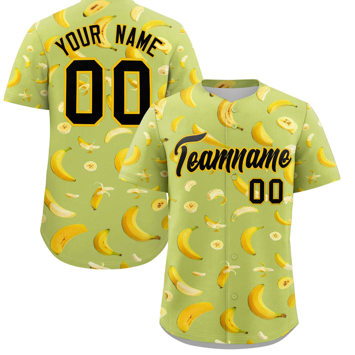 Custom Champagne Banana Graffiti Pattern Fashion Authentic Baseball Jersey | Graffiti Pattern | Embroidery&amp;Dye-sublimation printing | KXKSHOP