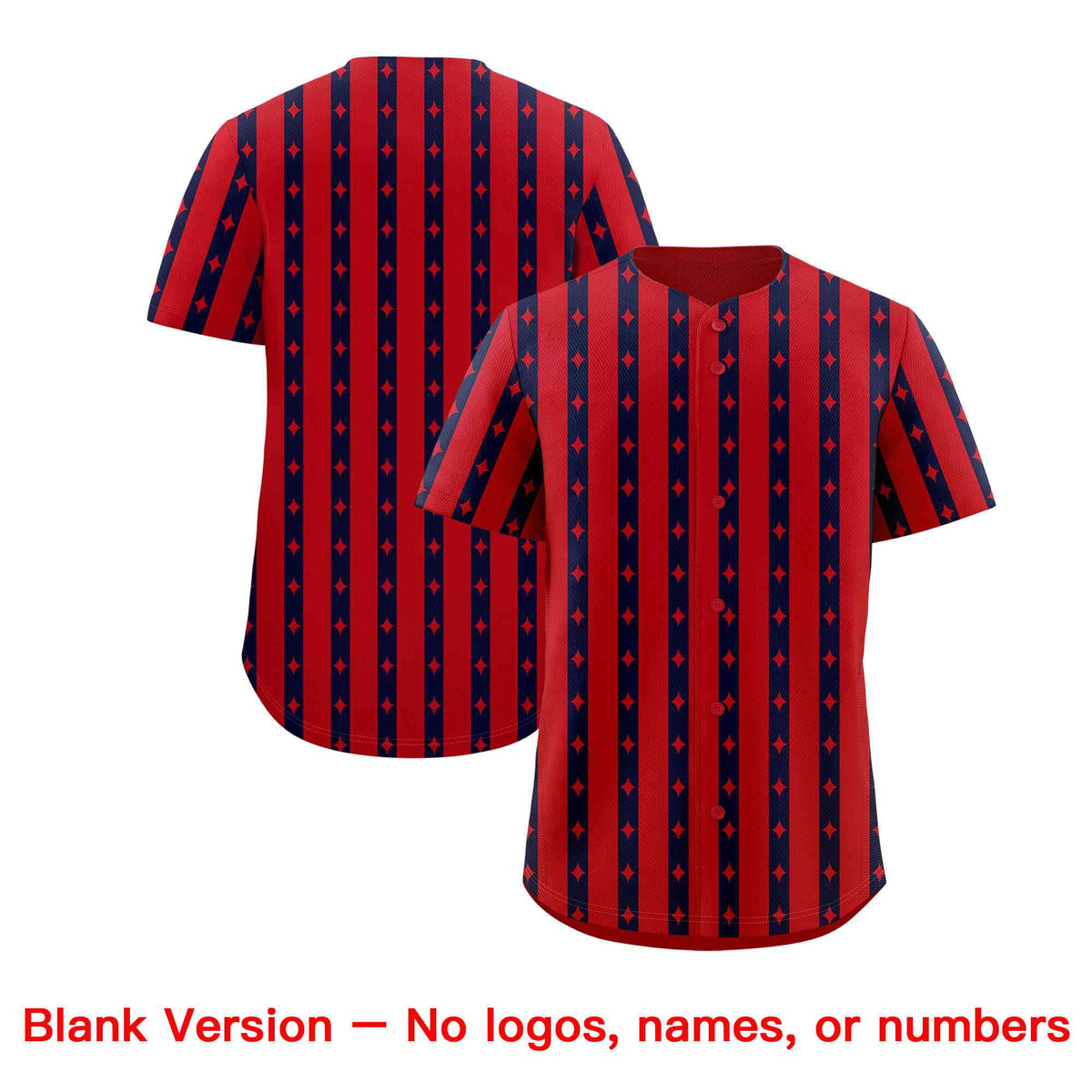 Custom Red Navy Star Pattern Thick Stripes Baseball Jersey| KXKSHOP