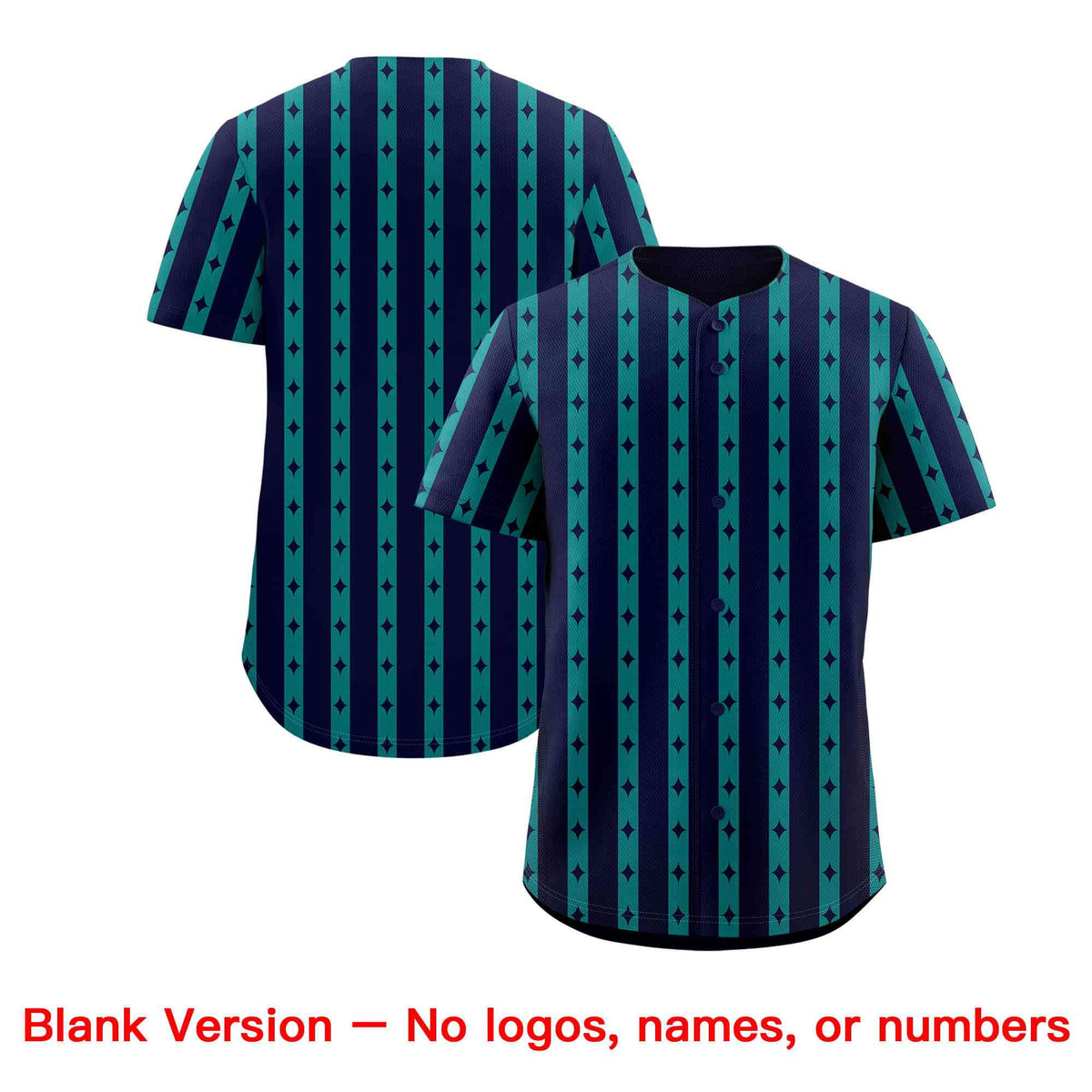 Custom Navy Teal Star Pattern Thick Stripes Baseball Jersey| KXKSHOP
