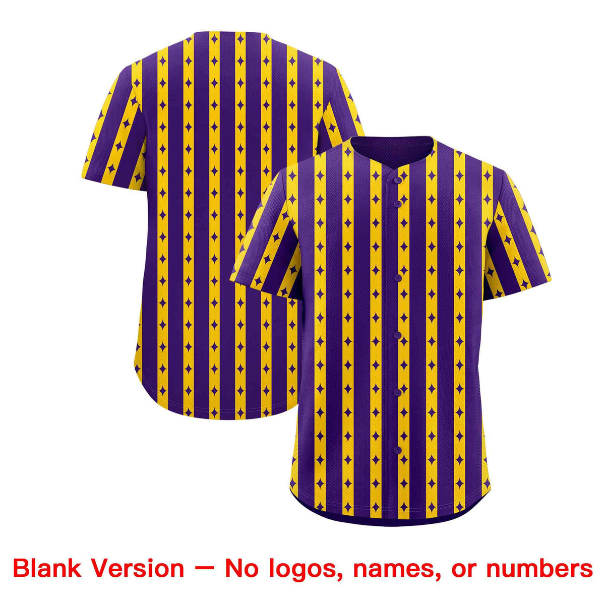 Custom Purple Gold Star Pattern Thick Stripes Baseball Jersey| KXKSHOP