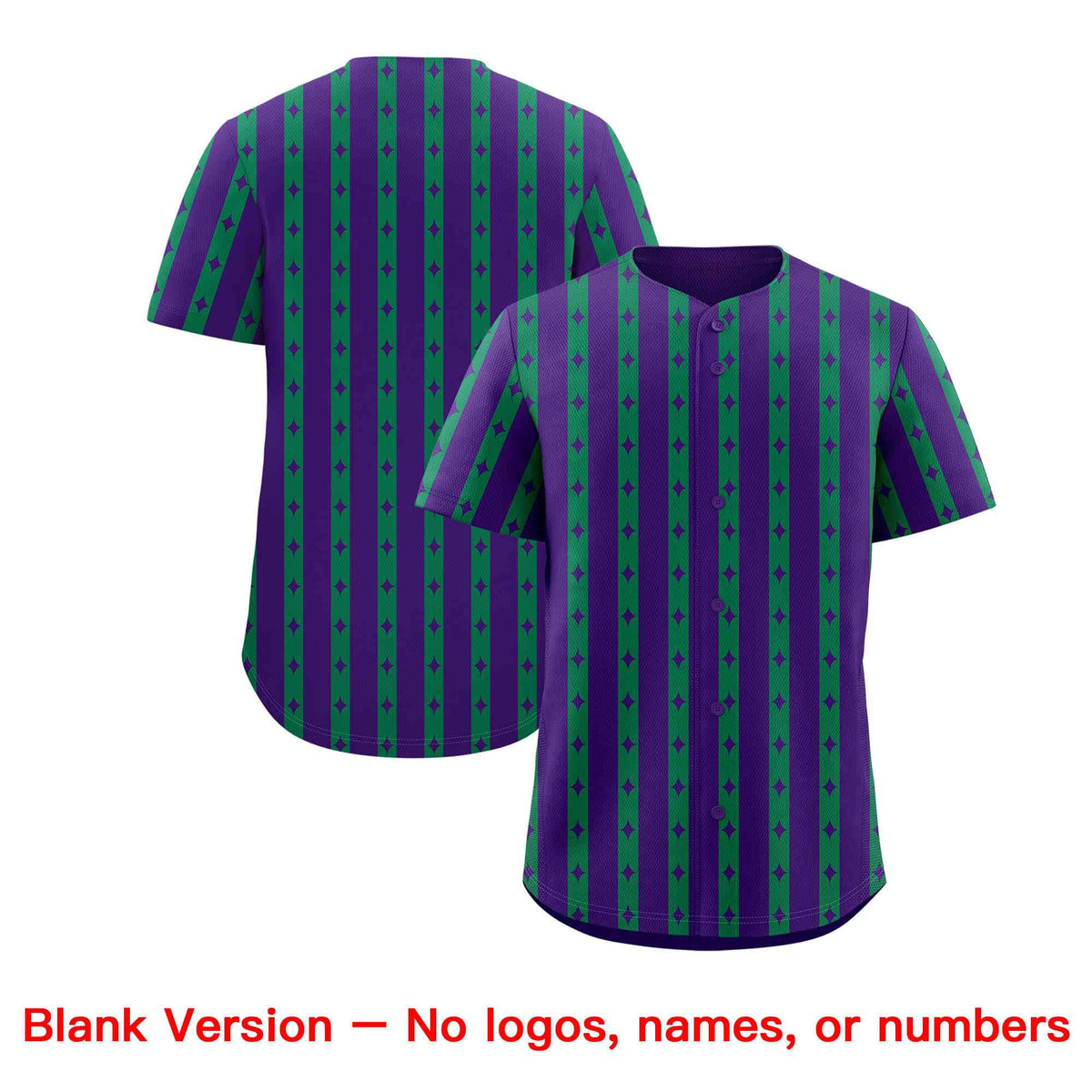 Custom Purple Kelly Green Star Pattern Thick Stripes Baseball Jersey